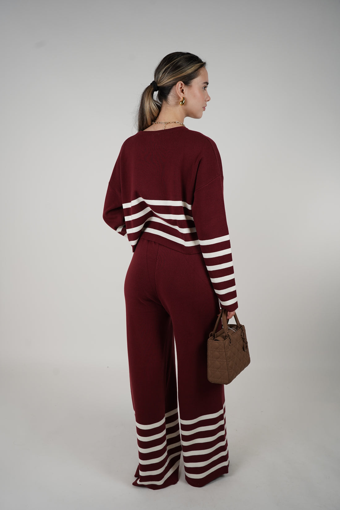 Vanessa Pants Set – Striped Knit Two-Piece Loungewear