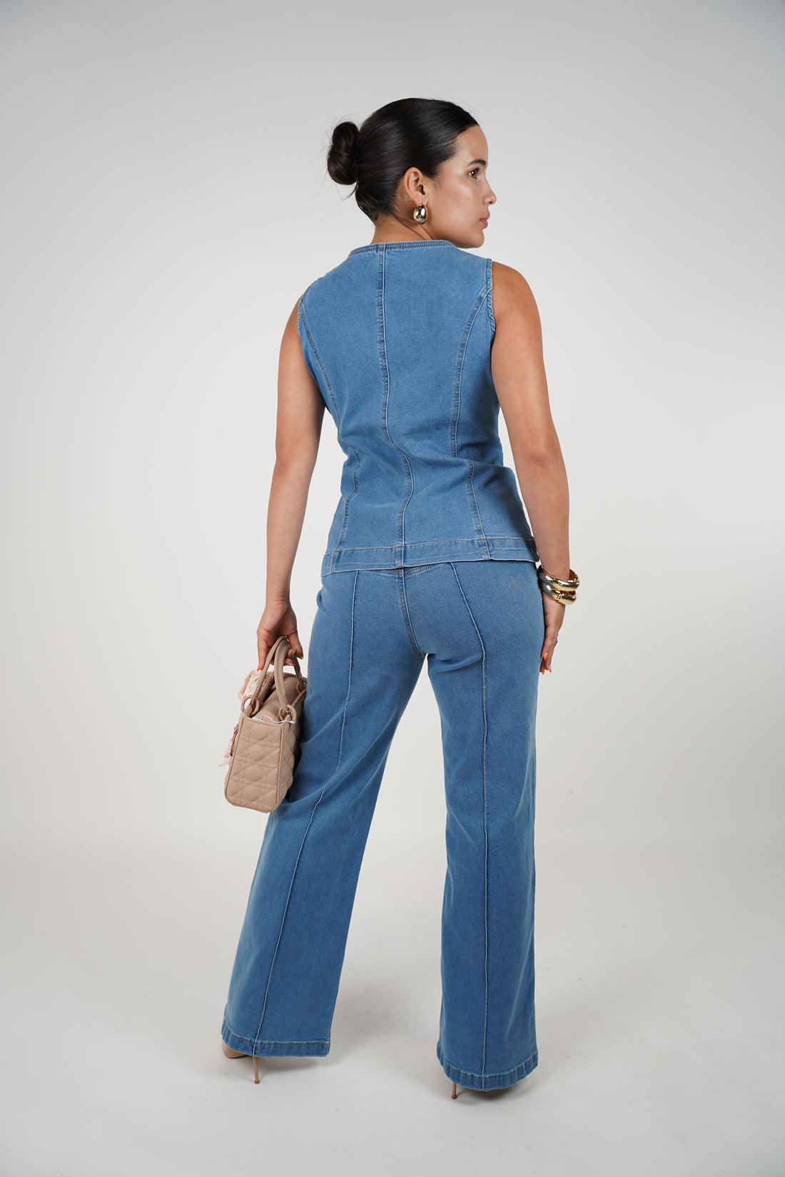 Calico Set – Tailored Denim Vest & Flare Pants Combo