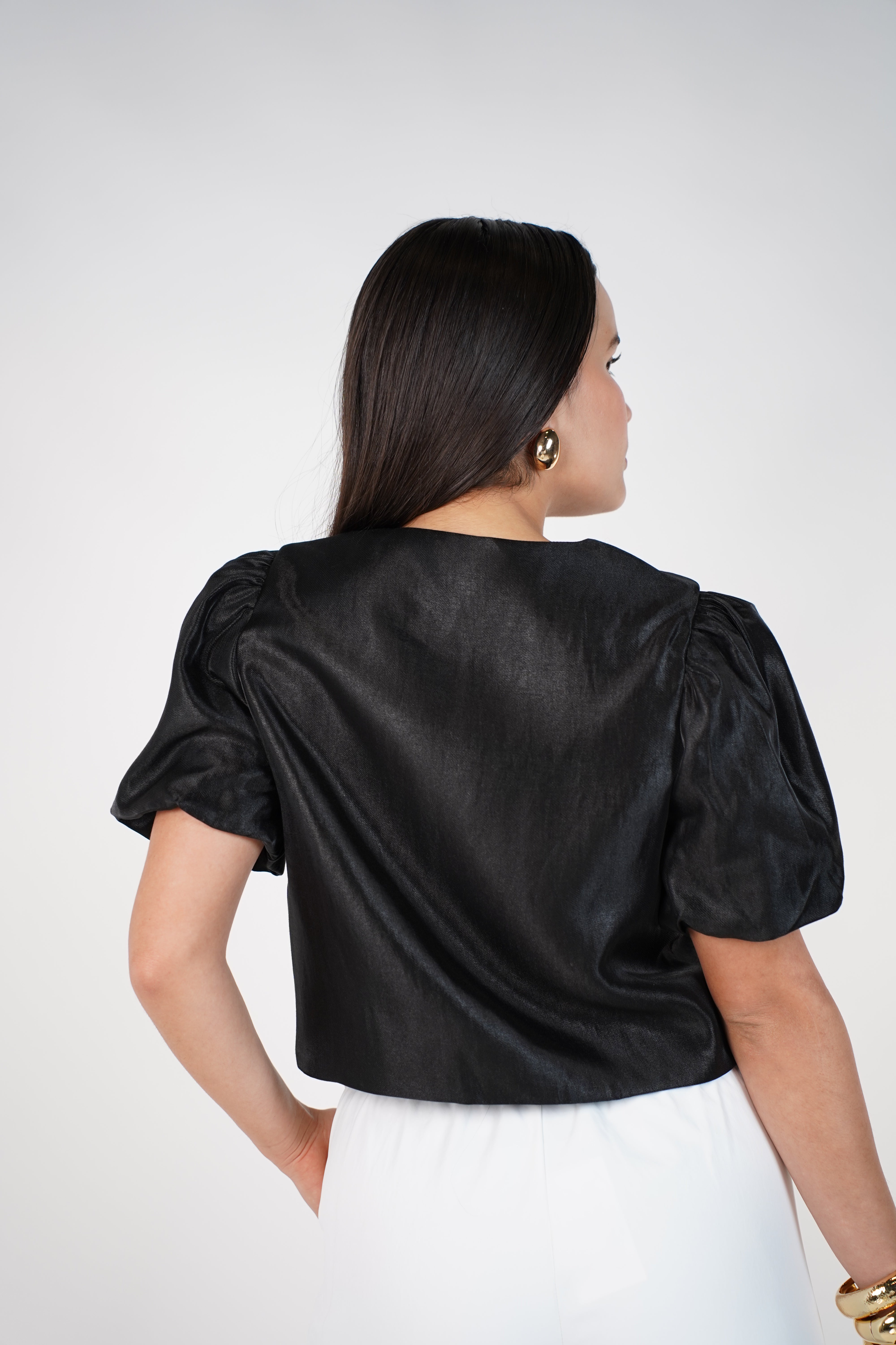 Navie Puff Sleeve Blouse – Elegant Plum Statement Top