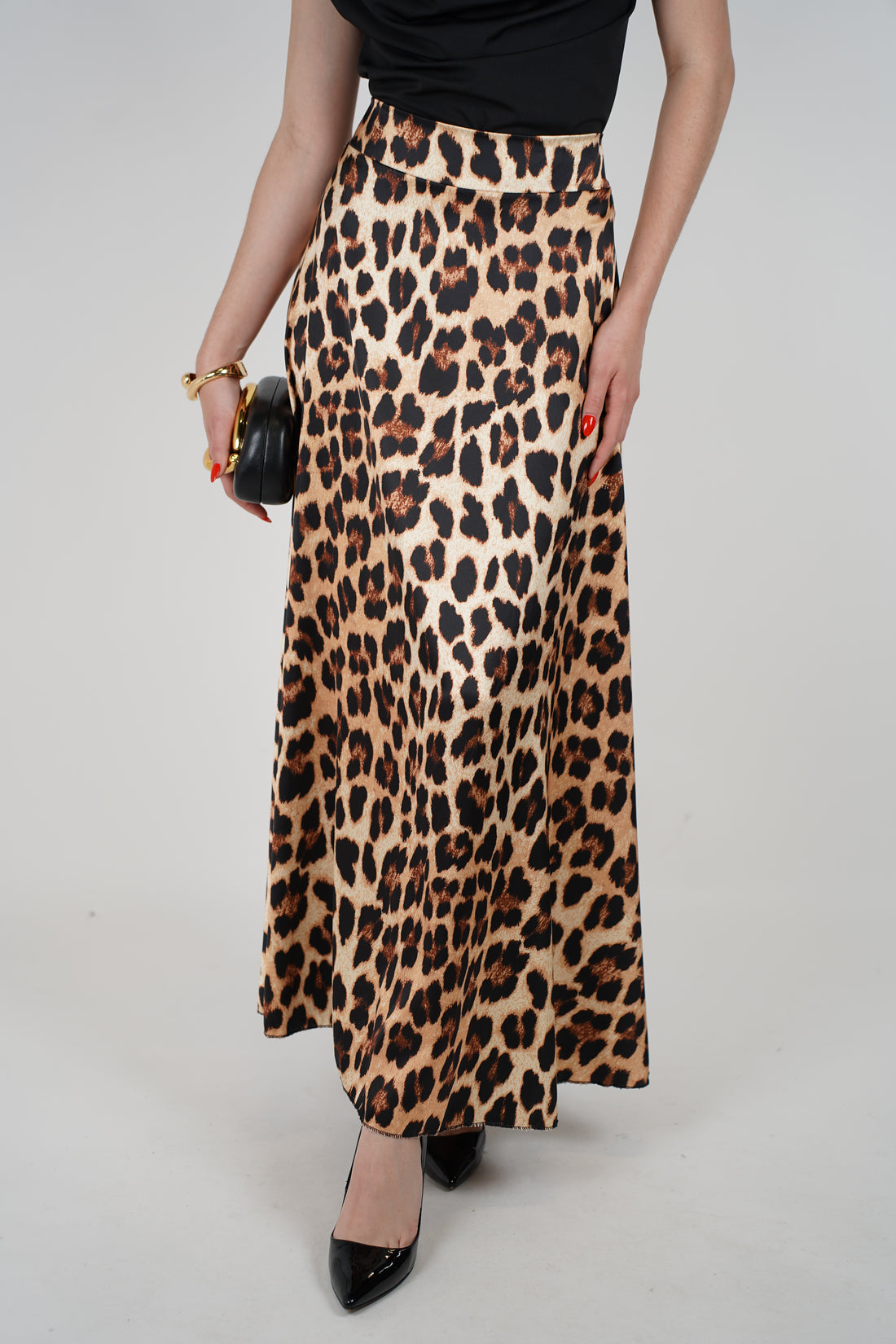 Farola Skirt – Satin Leopard Maxi Statement