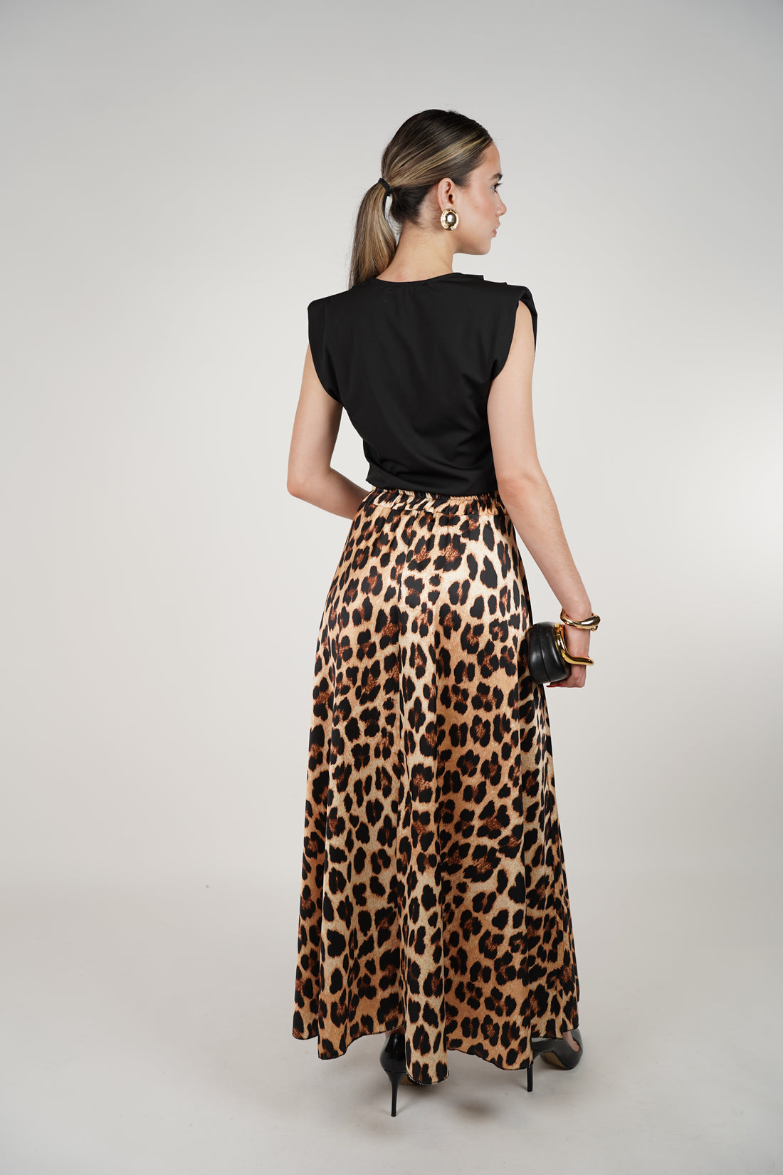 Farola Skirt – Satin Leopard Maxi Statement