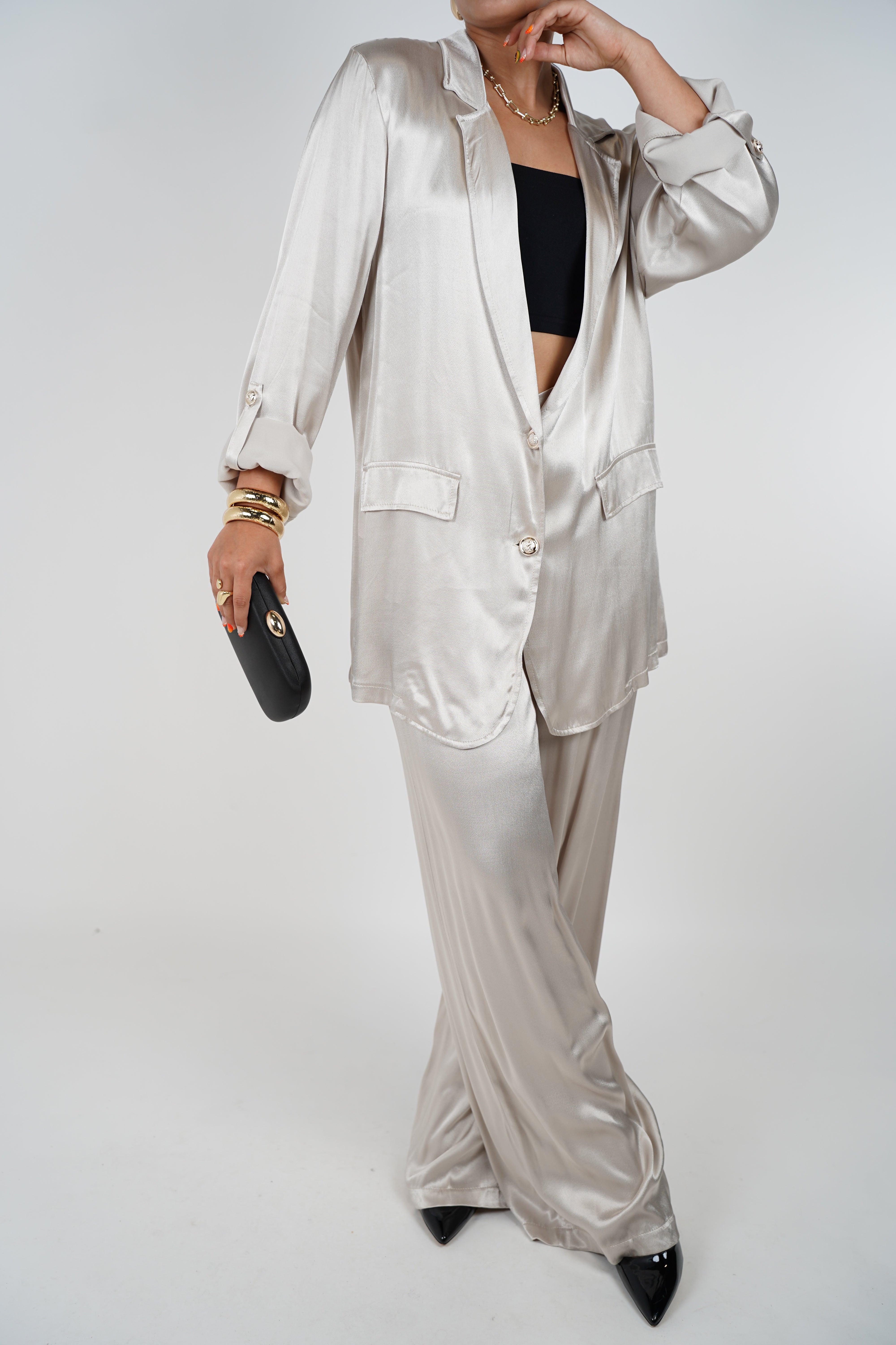 Analieah Set – Effortless Satin Luxe in Pearl