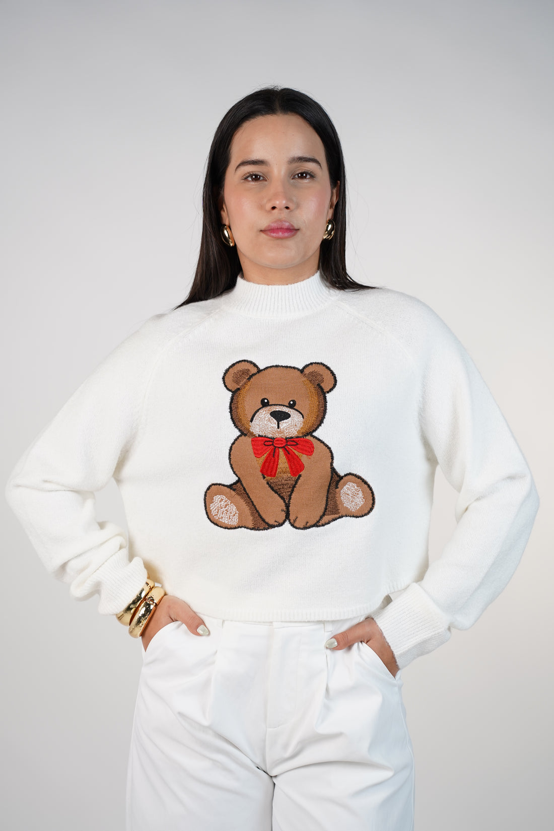 Valenne Bear Sweater – Cozy Teddy Knit Statement