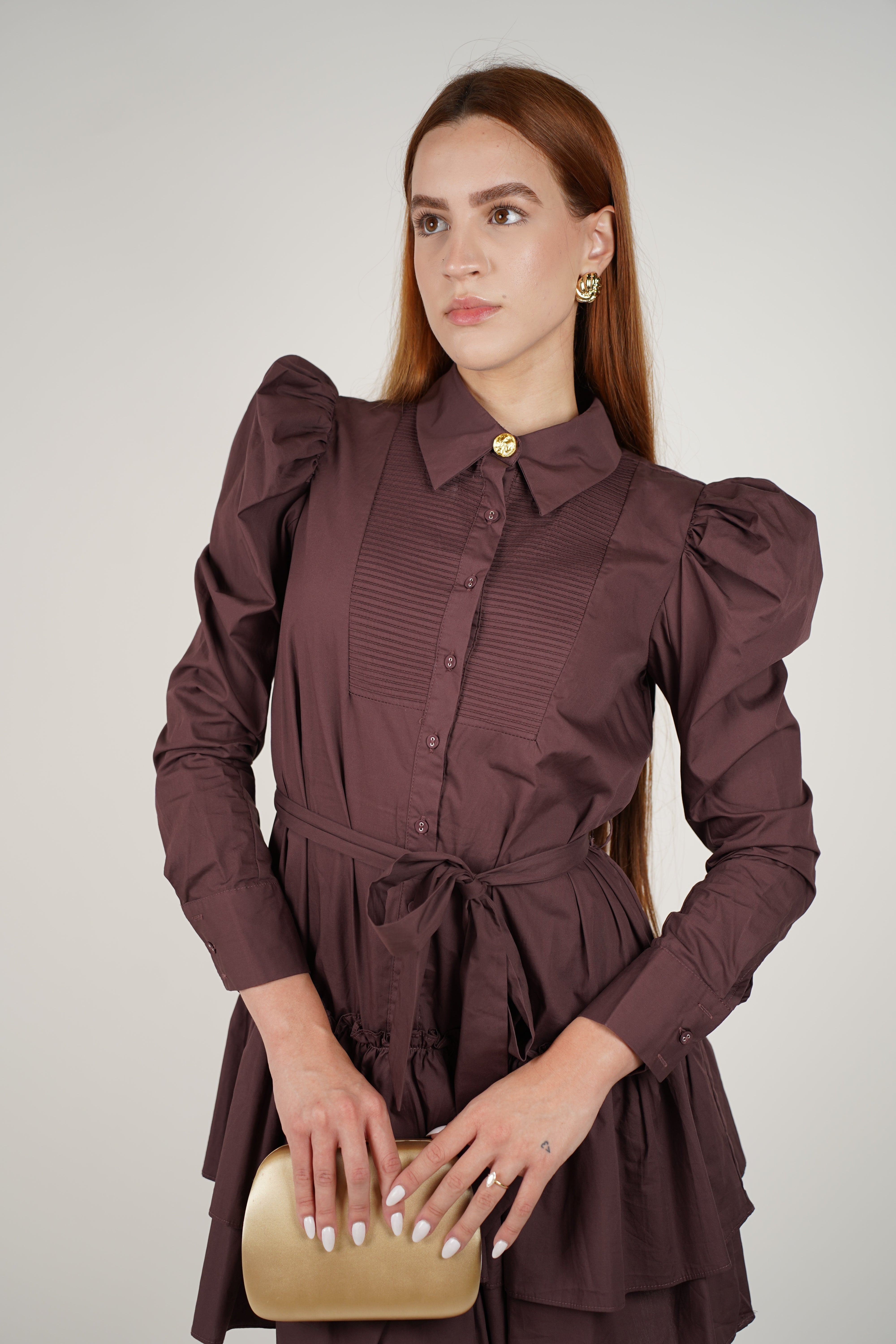 Solane Dress – Classic Collar Meets Feminine Drama