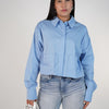 Elvoria Front Pockets Button Down – Modern Cropped Poplin Shirt