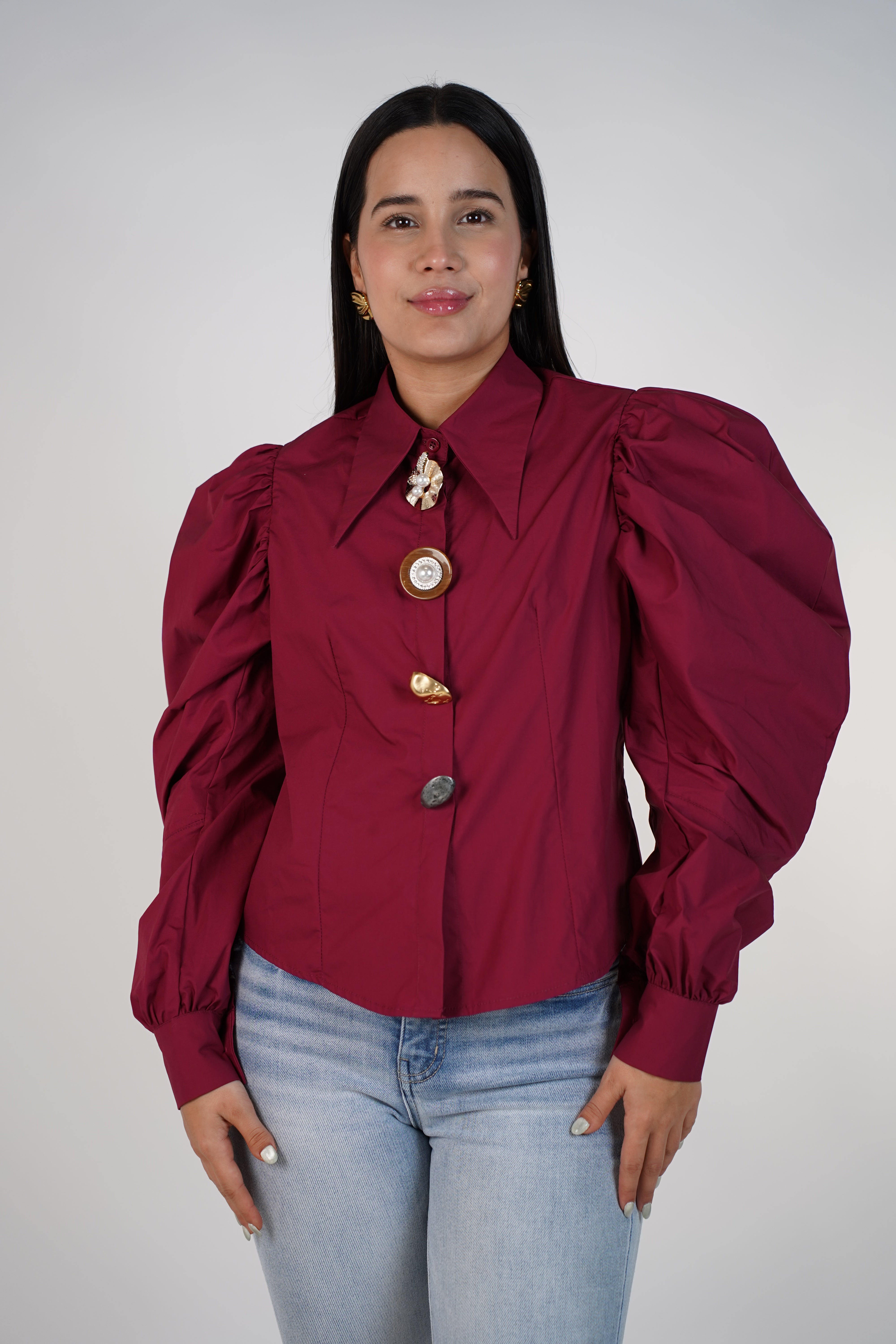 Viole Button Down – Statement Puff Sleeves with Artistic Buttons