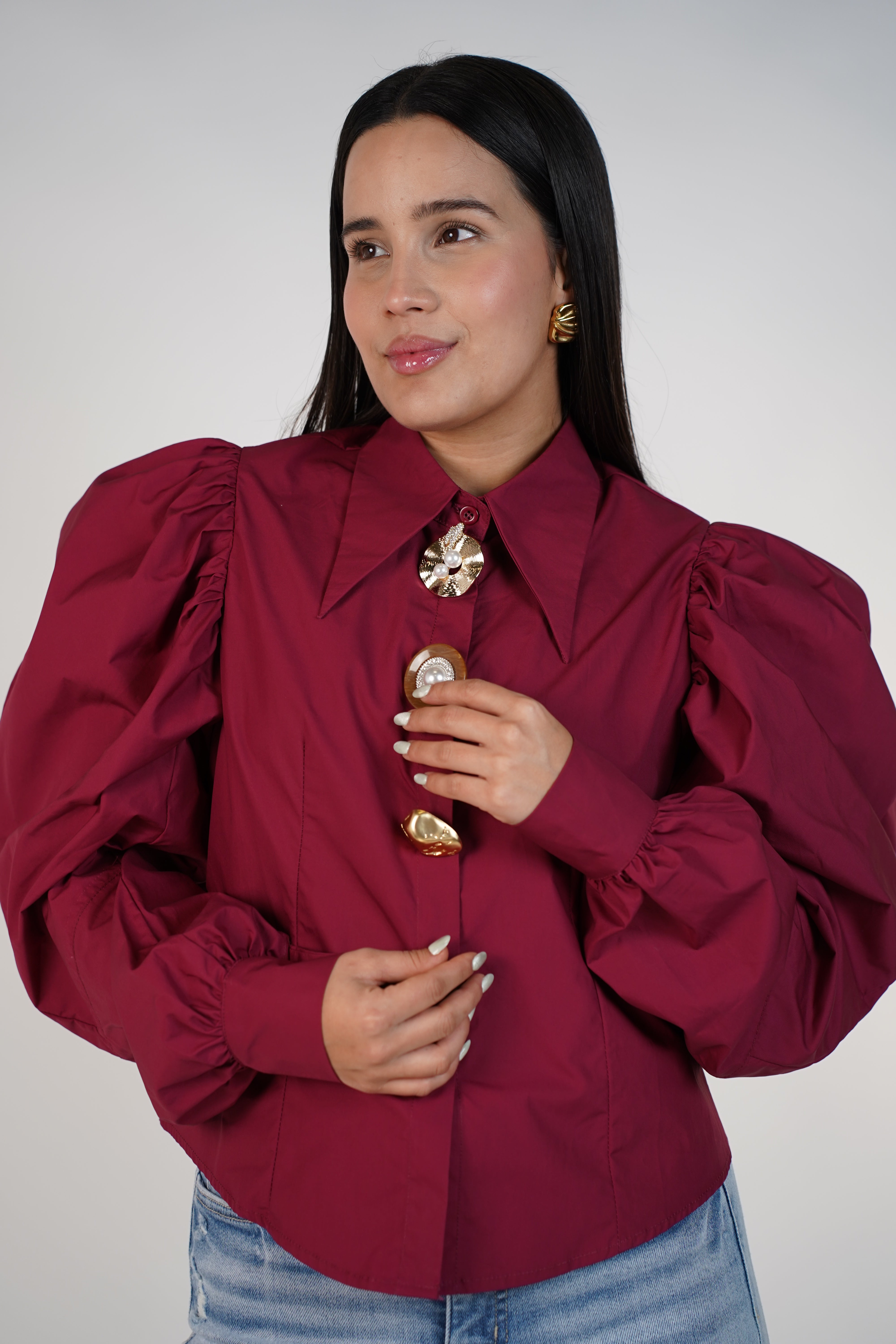 Viole Button Down – Statement Puff Sleeves with Artistic Buttons