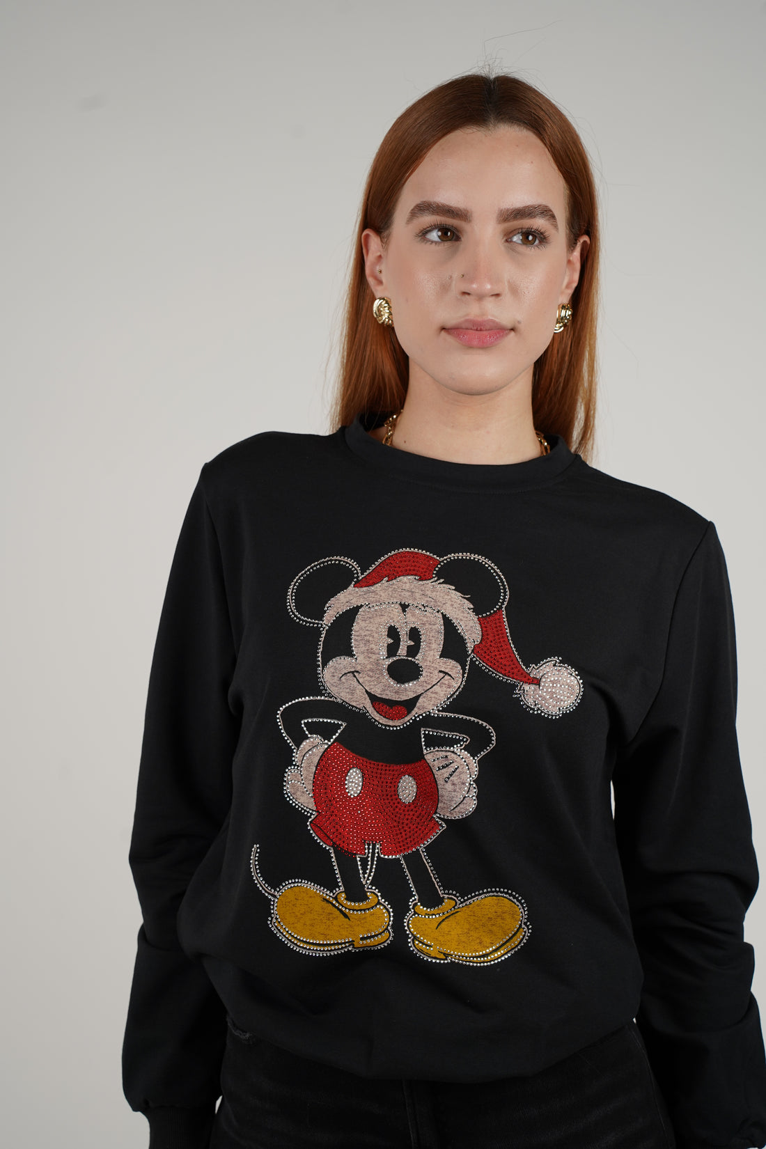 Santa Hat Mickey Sweater – Classic Tan with Holiday Cheer