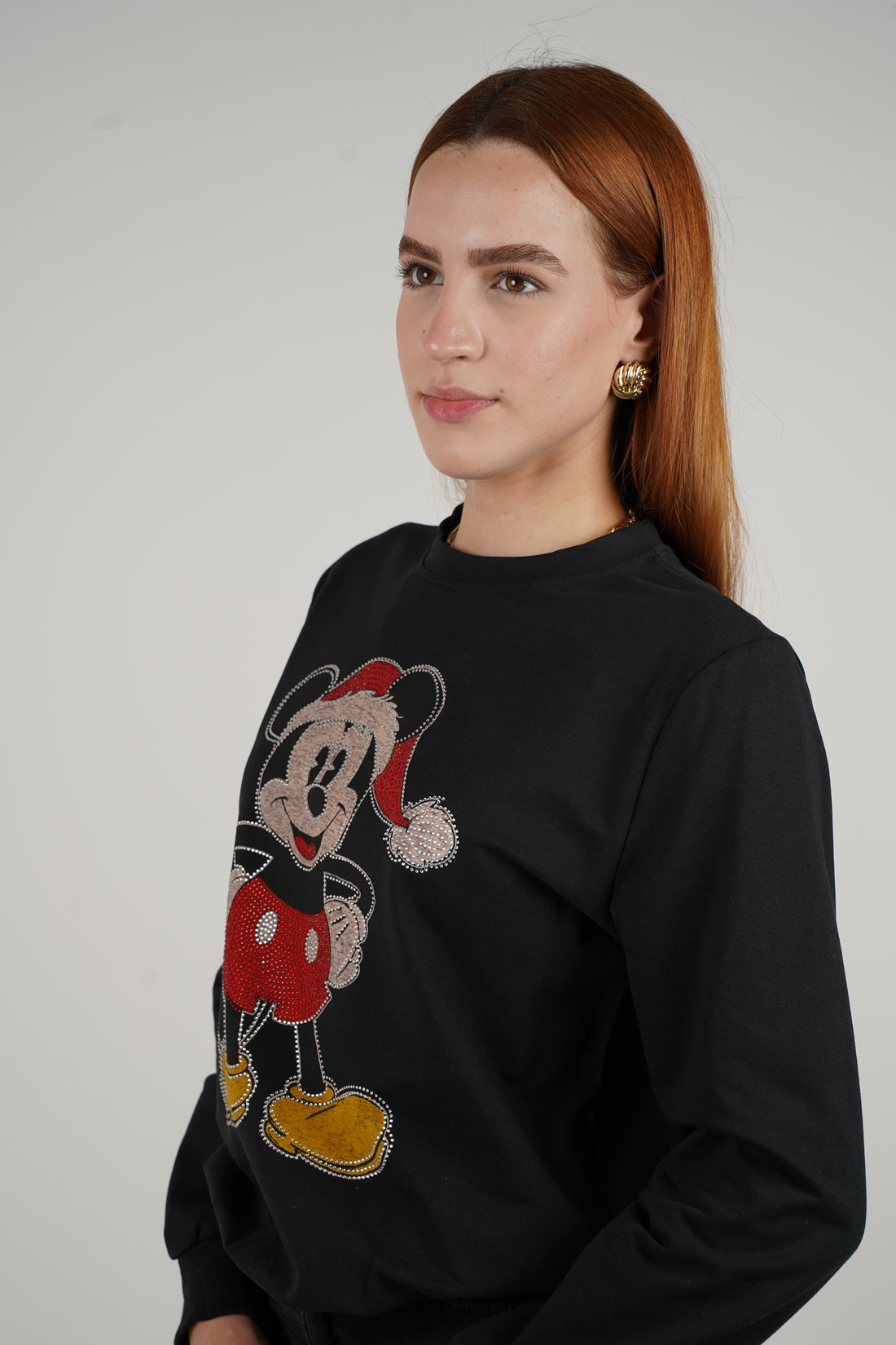 Santa Hat Mickey Sweater – Classic Tan with Holiday Cheer