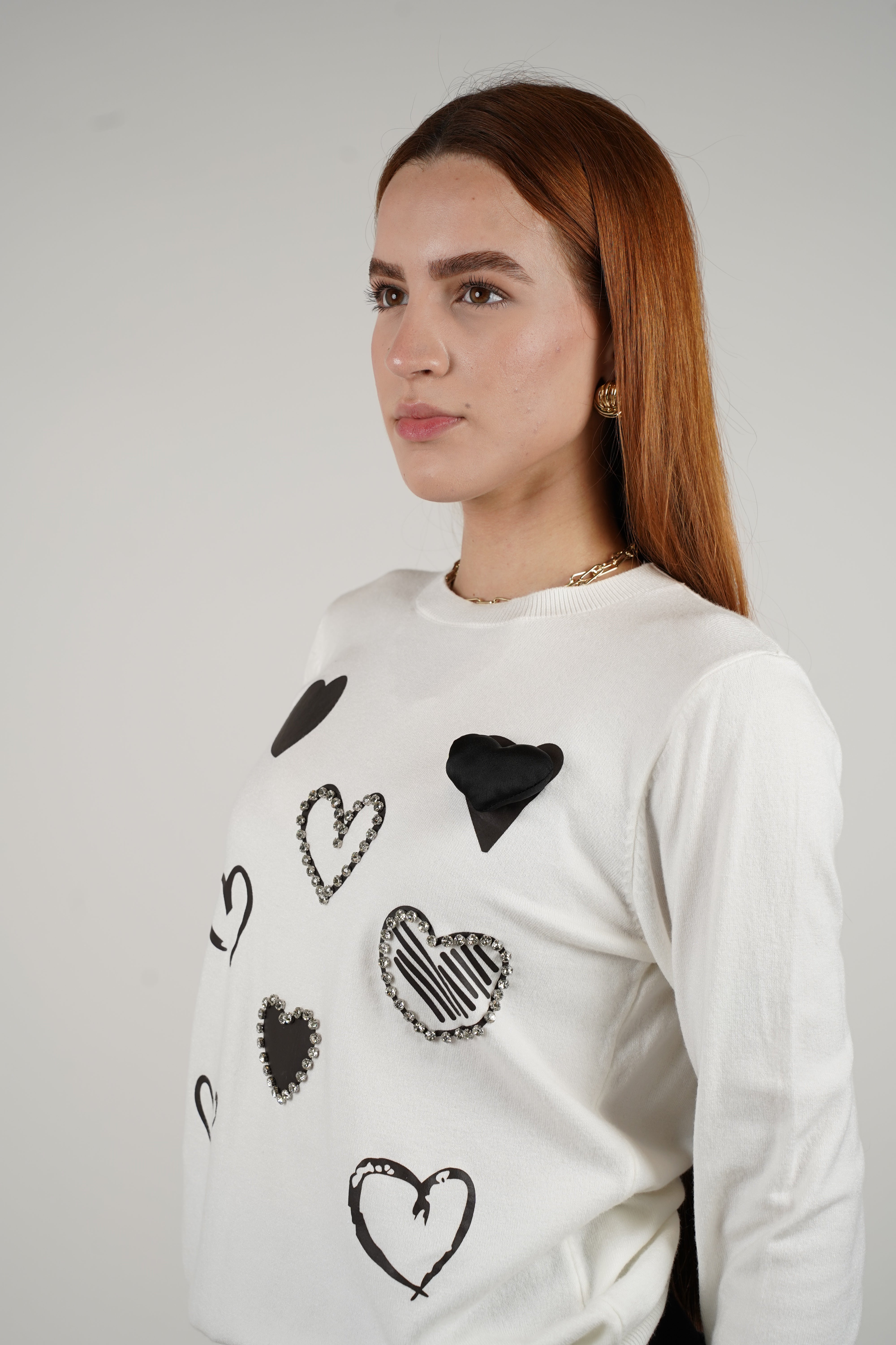 Maribel Heart Sweater – Playful Hearts with Textured Details