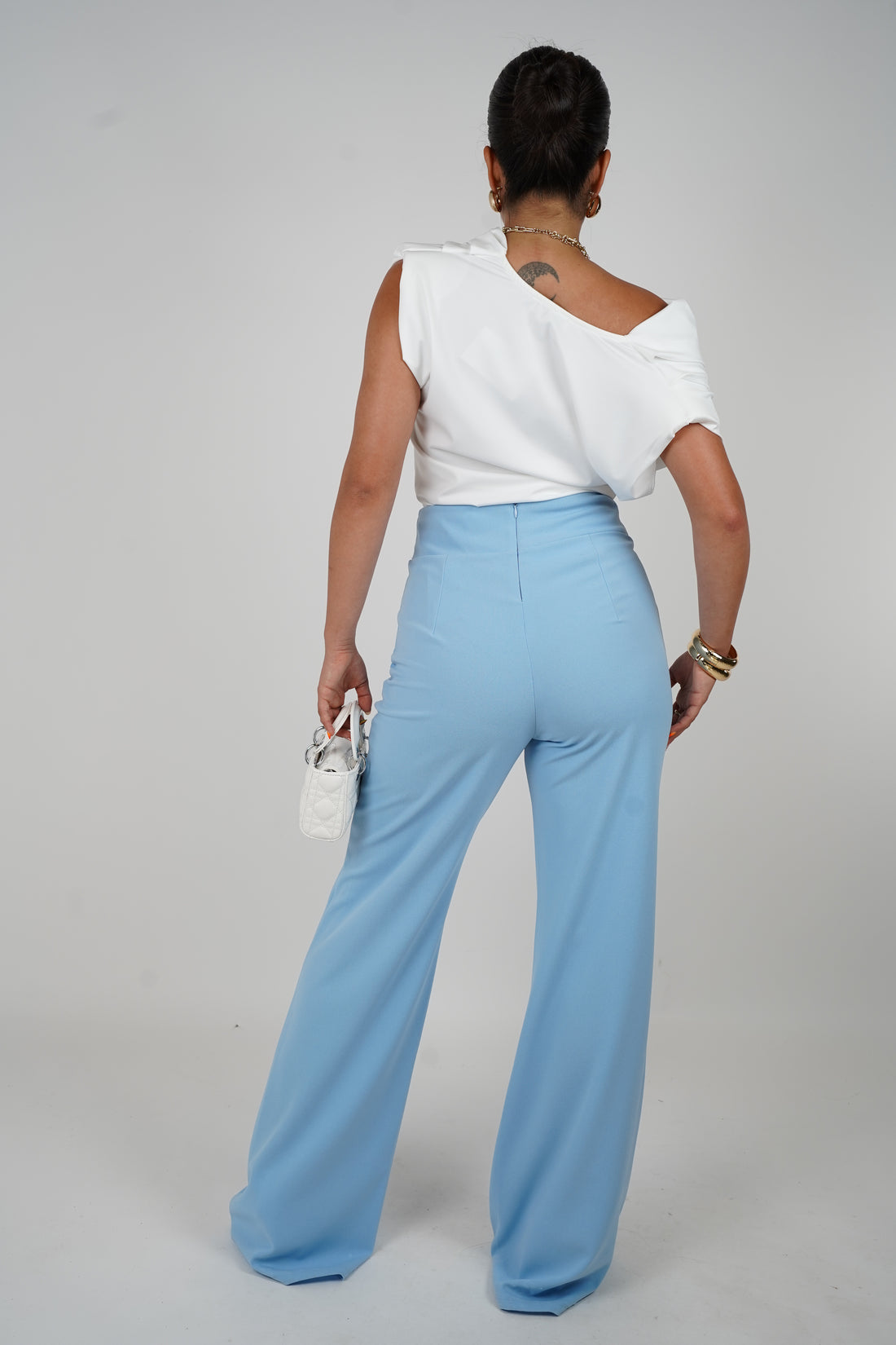 Karla Pants – Sleek & Stretchy Sky Blue Trousers