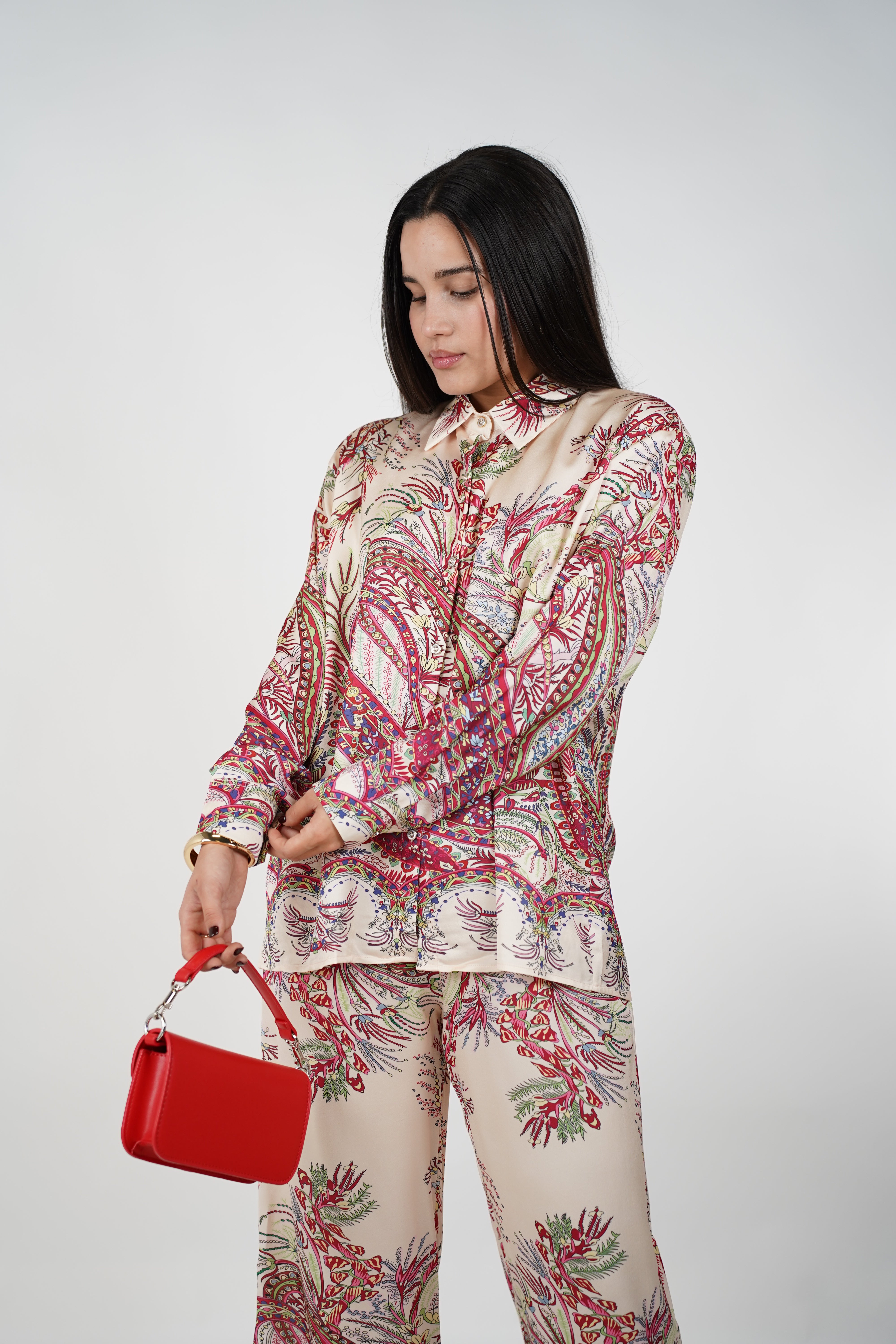 Enya Floral Pants Set – Satin Bloom Elegance