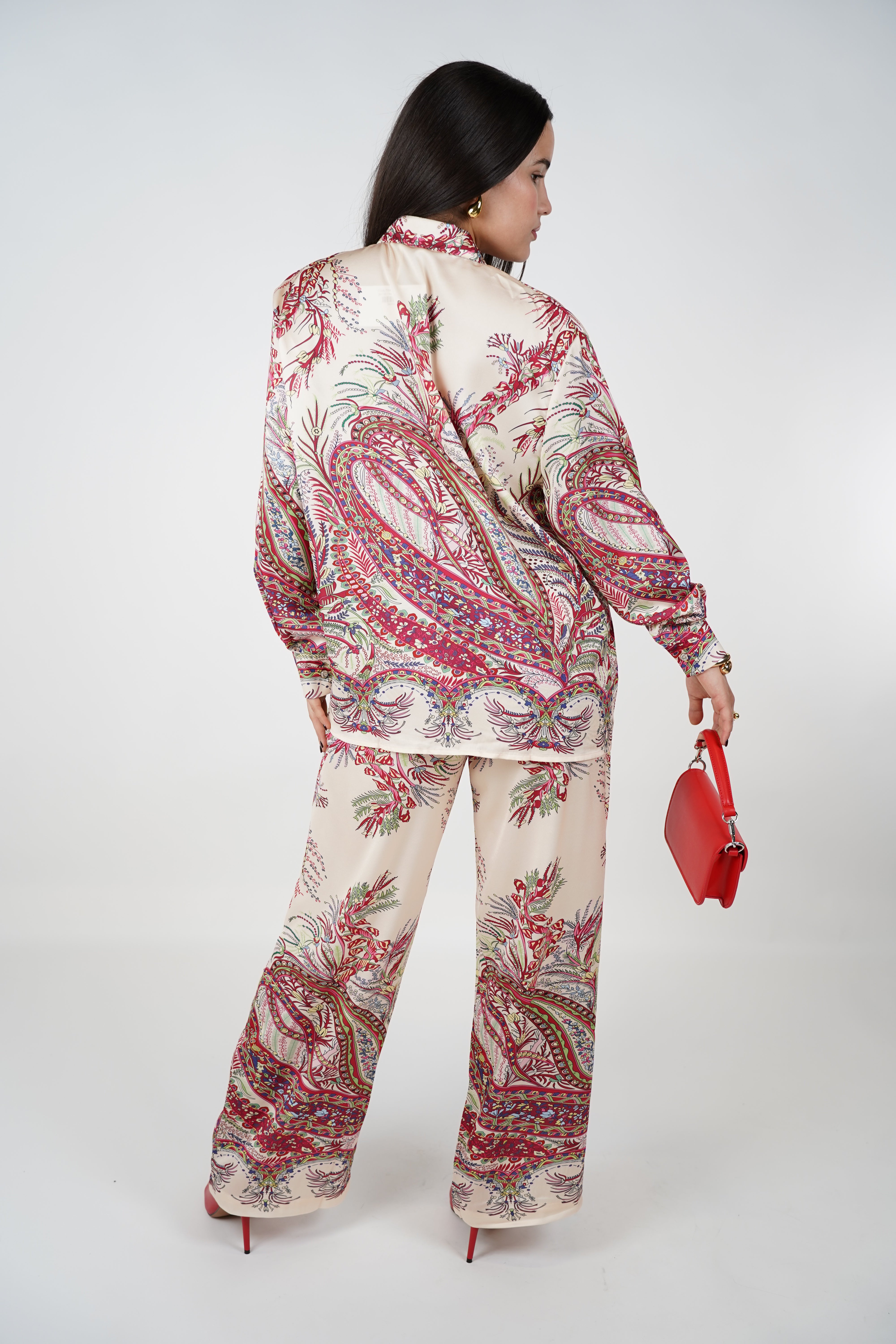 Enya Floral Pants Set – Satin Bloom Elegance