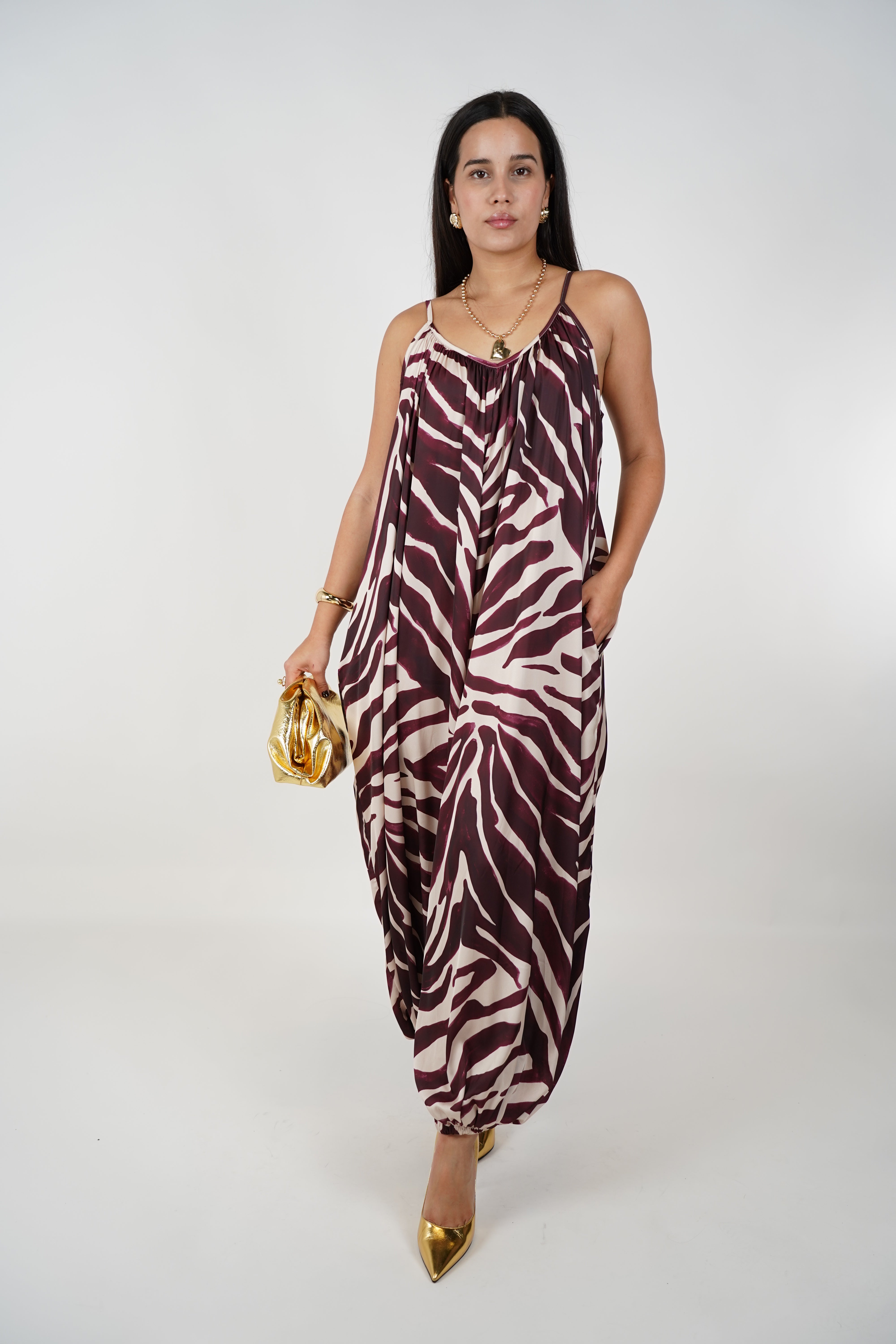 Raina Zebra Jumpsuit Joggers – Bold Print Meets Effortless Style