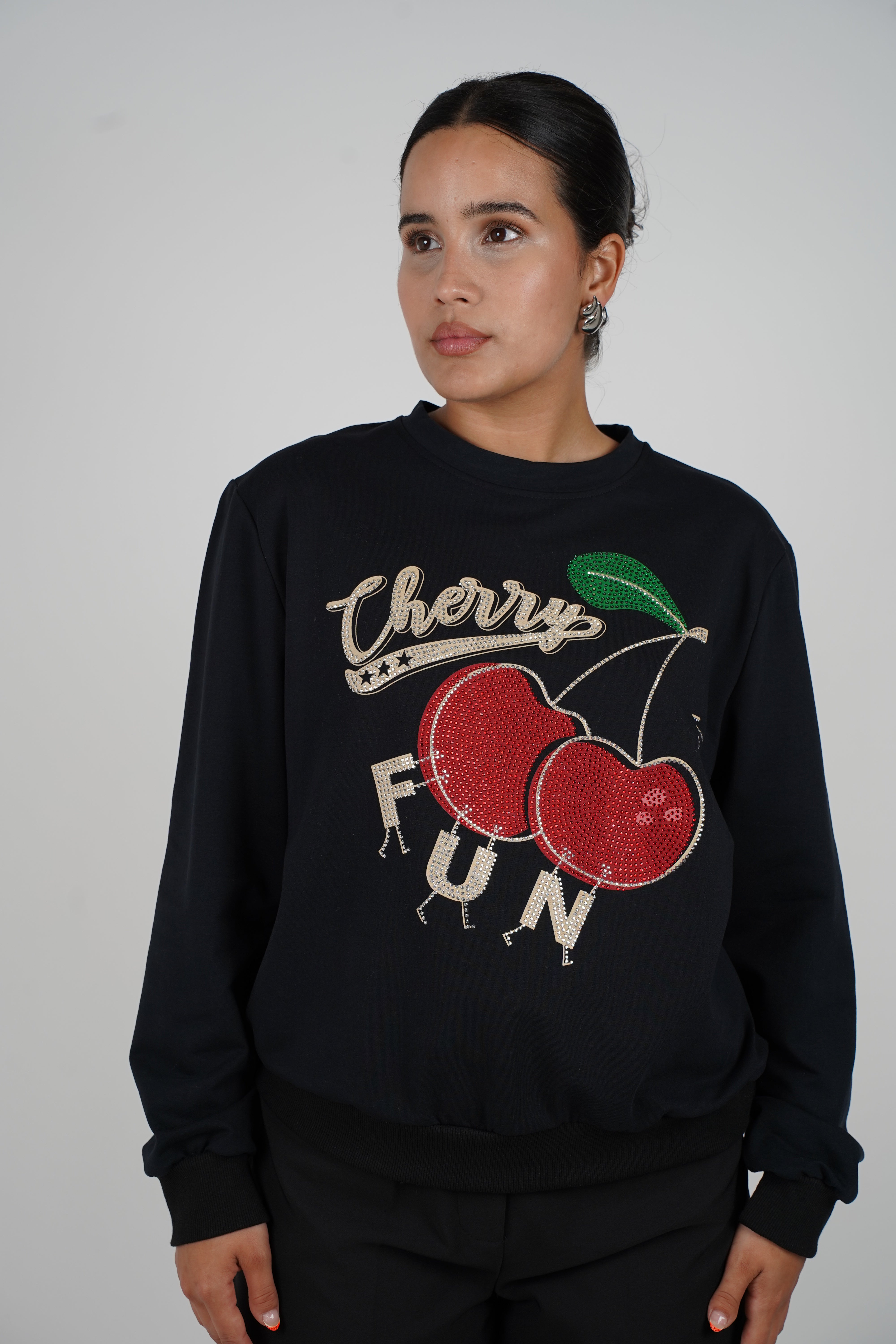 Bling Cherry Sweater – Sparkle, Fun & Bold Style
