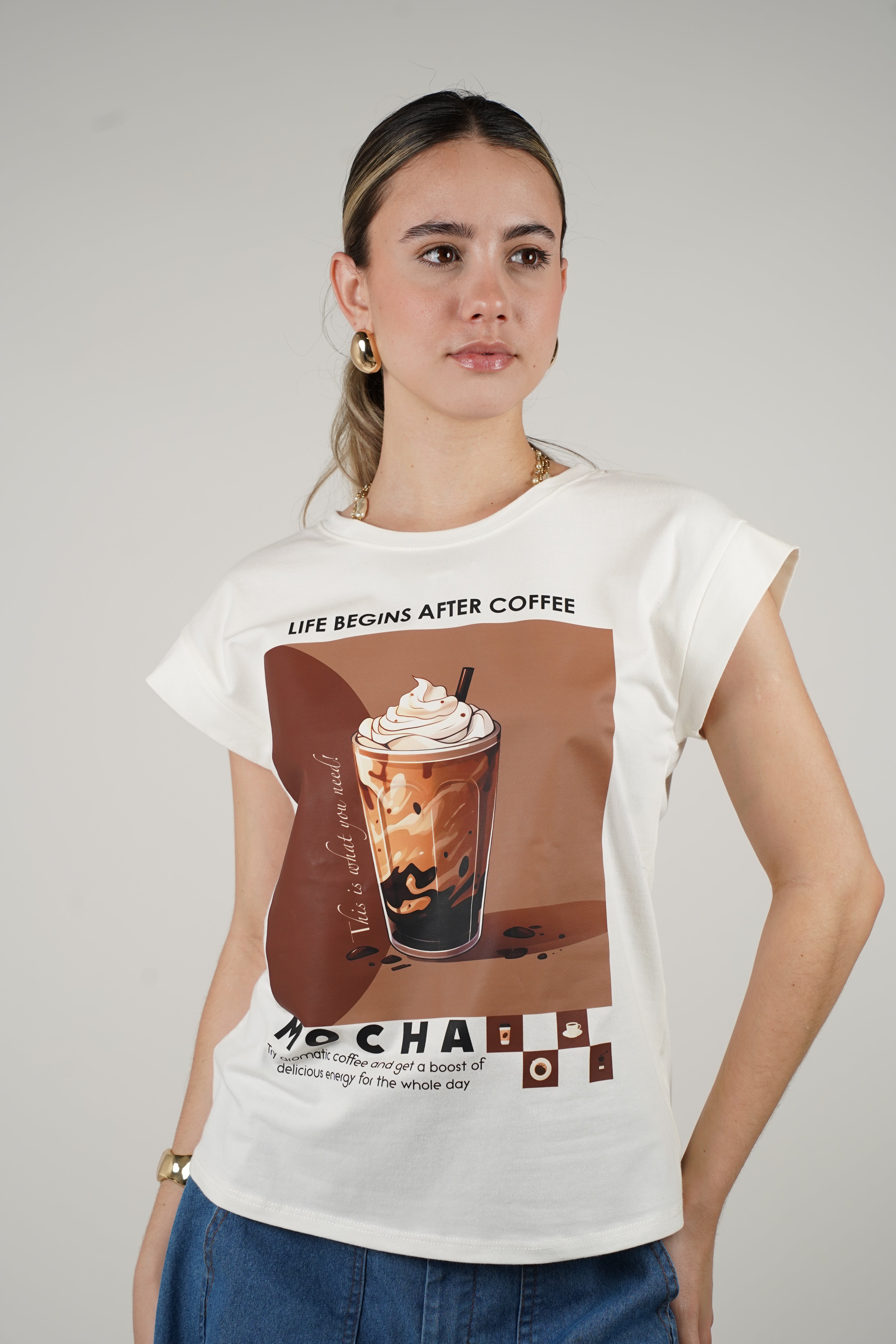 June Coffee Top – "Life Begins After Coffee" Graphic Tee