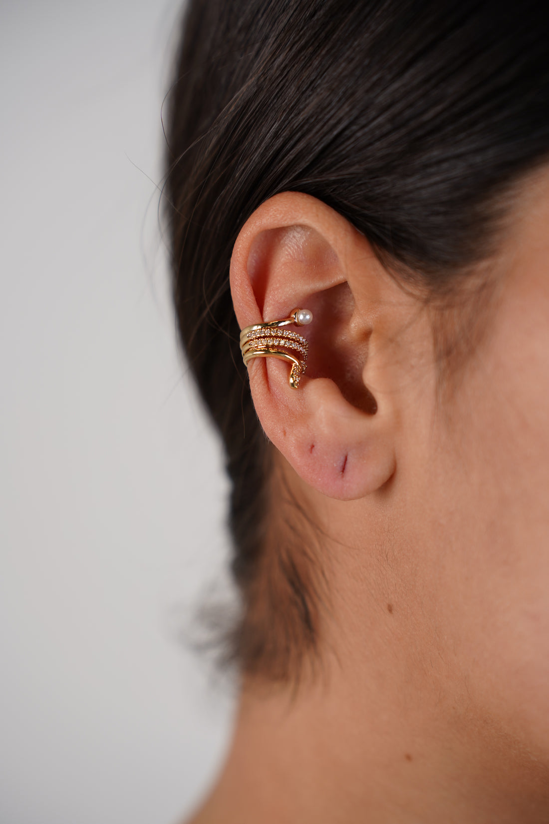 Aurelyn Ear Cuff – Pearl & Pavé Wrap Cuff