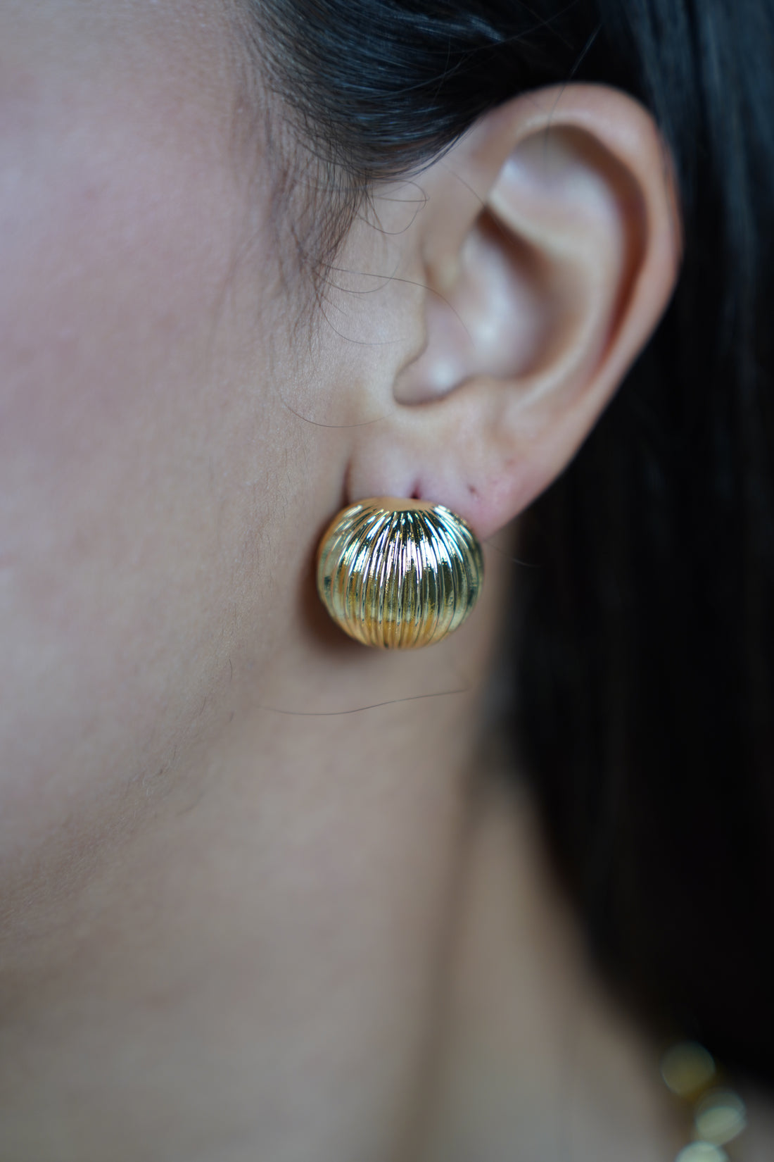 Seris Earrings – Textured Gold Dome Studs