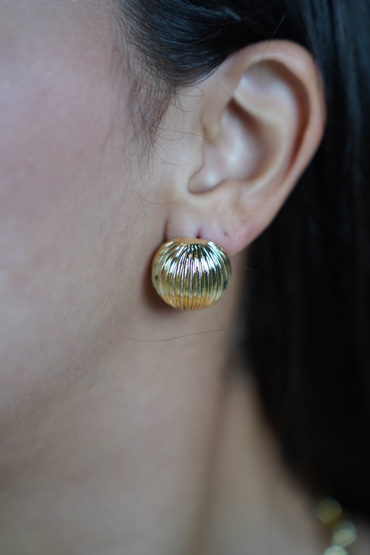 Seris Earrings – Textured Gold Dome Studs