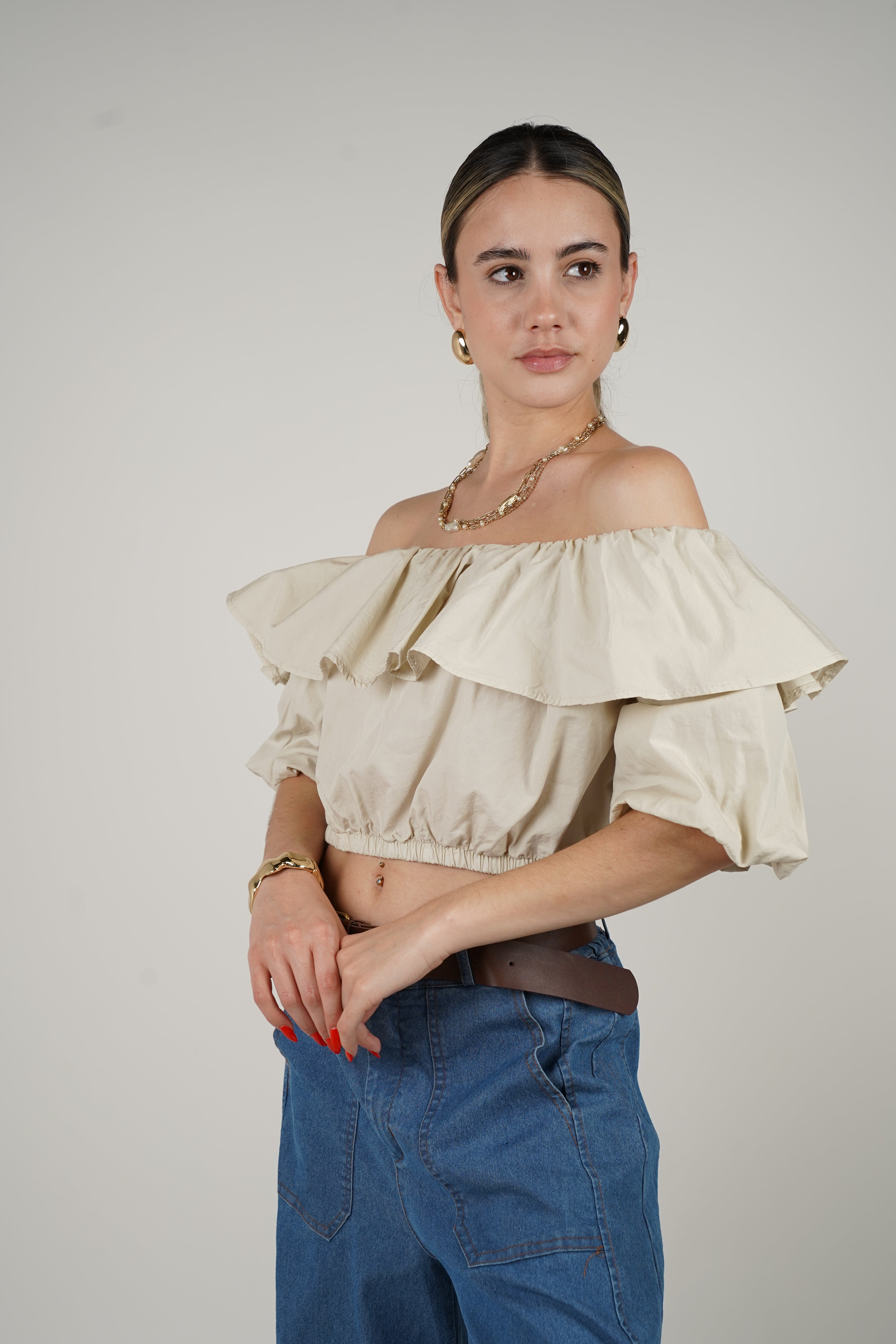 Reva Ruffle Top – Flirty Off-Shoulder Charm in Multiple Colors