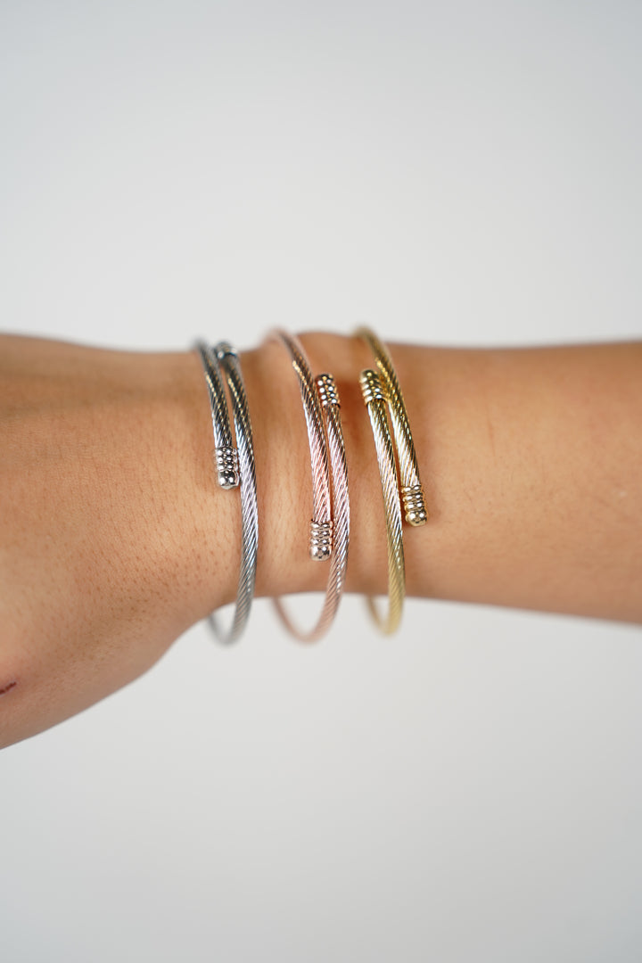 Valleria Cable Trio Bracelets – Mixed Metal Stackable Set