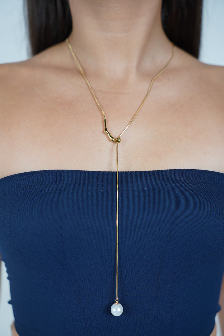 Zarie Thin Pearl Necklace – Sleek Y-Lariat Elegance