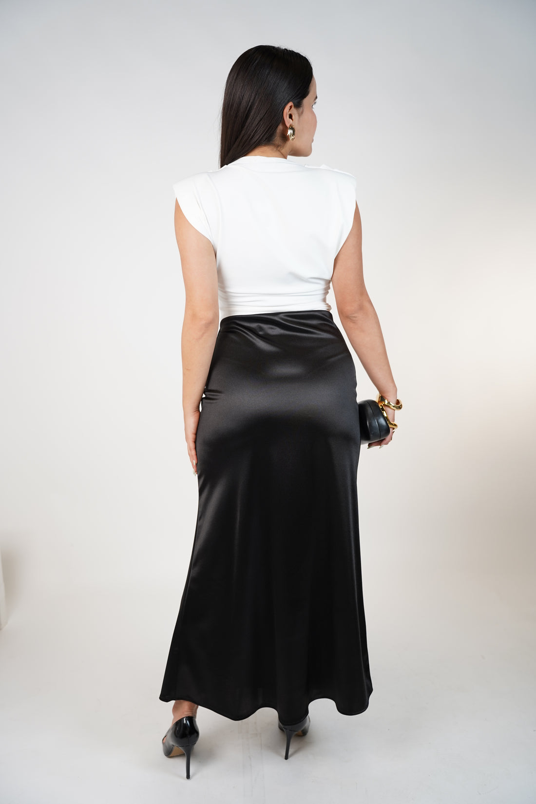 Belina Maxi Skirt | Chocolate Satin Maxi Skirt