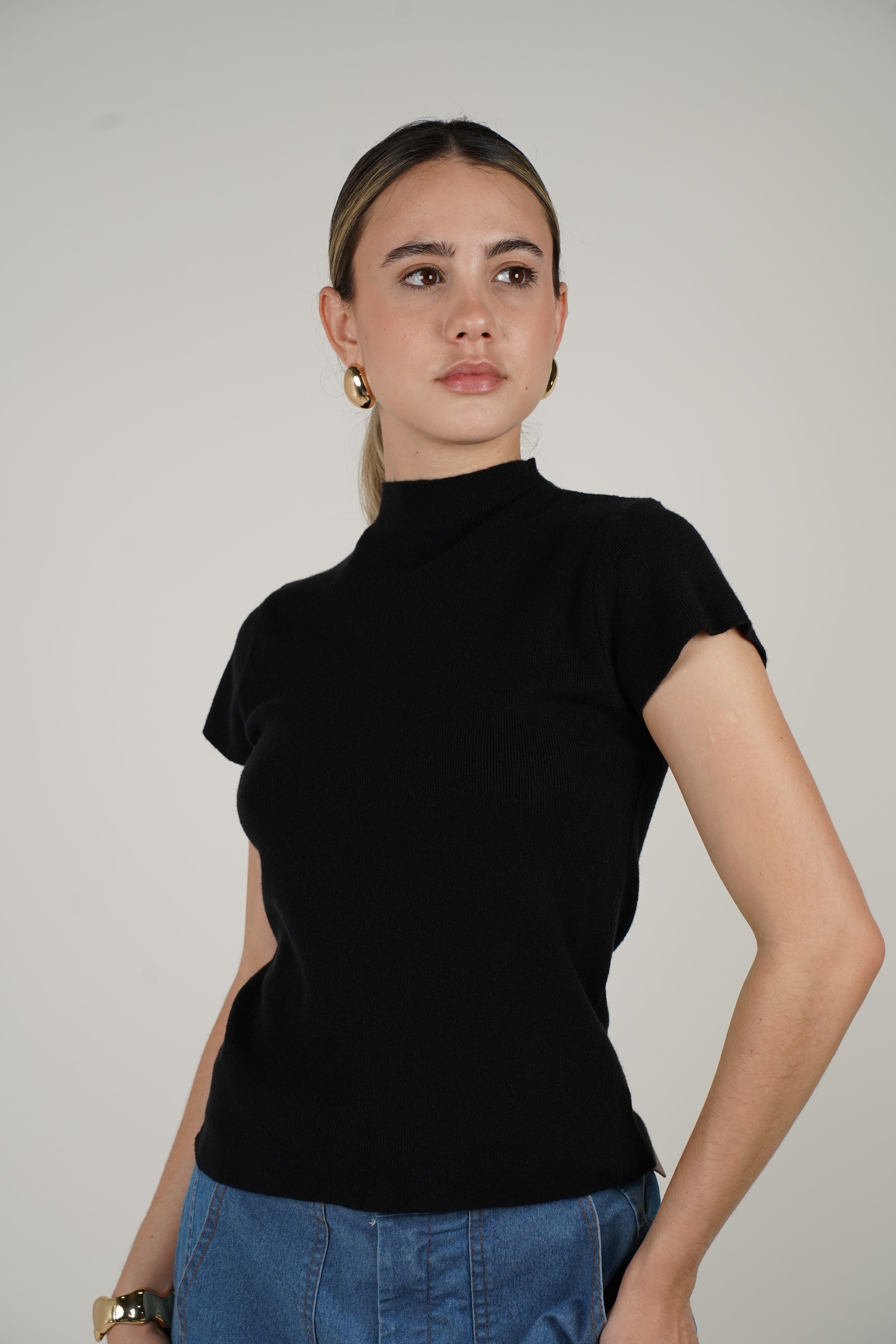 Loretta Top – Sleek High Neck Knit Basic