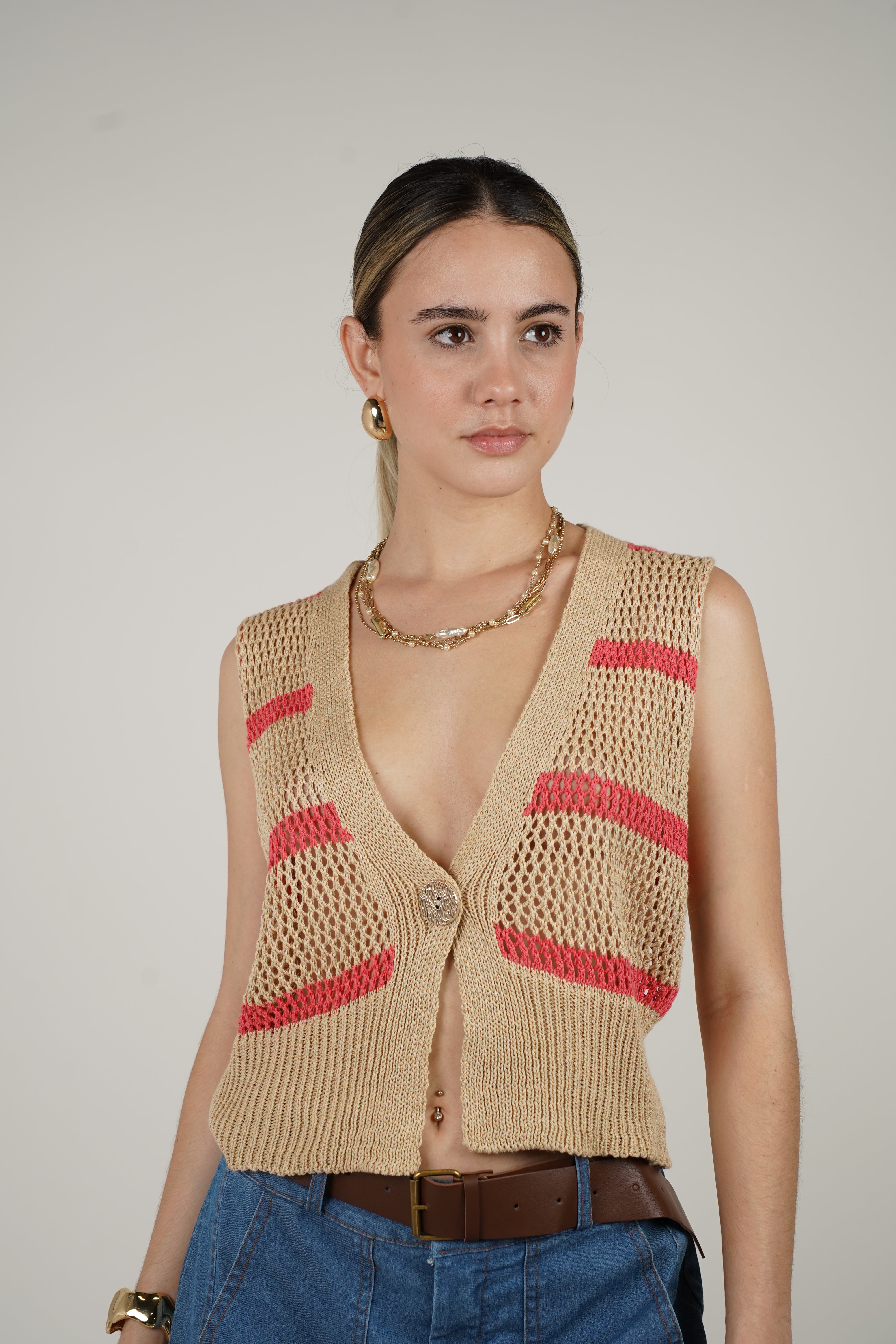 Demi Striped Crochet Vest – One Size, Multi-Color Options