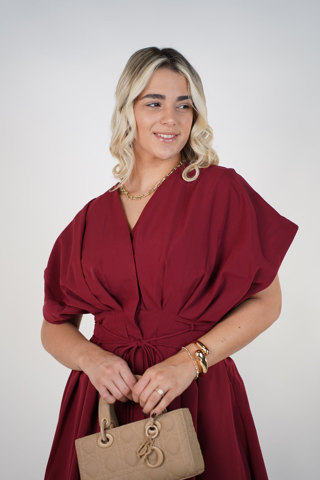 Elarose Maxi Dress – Flowing Tie-Waist Elegance with Soft Draping