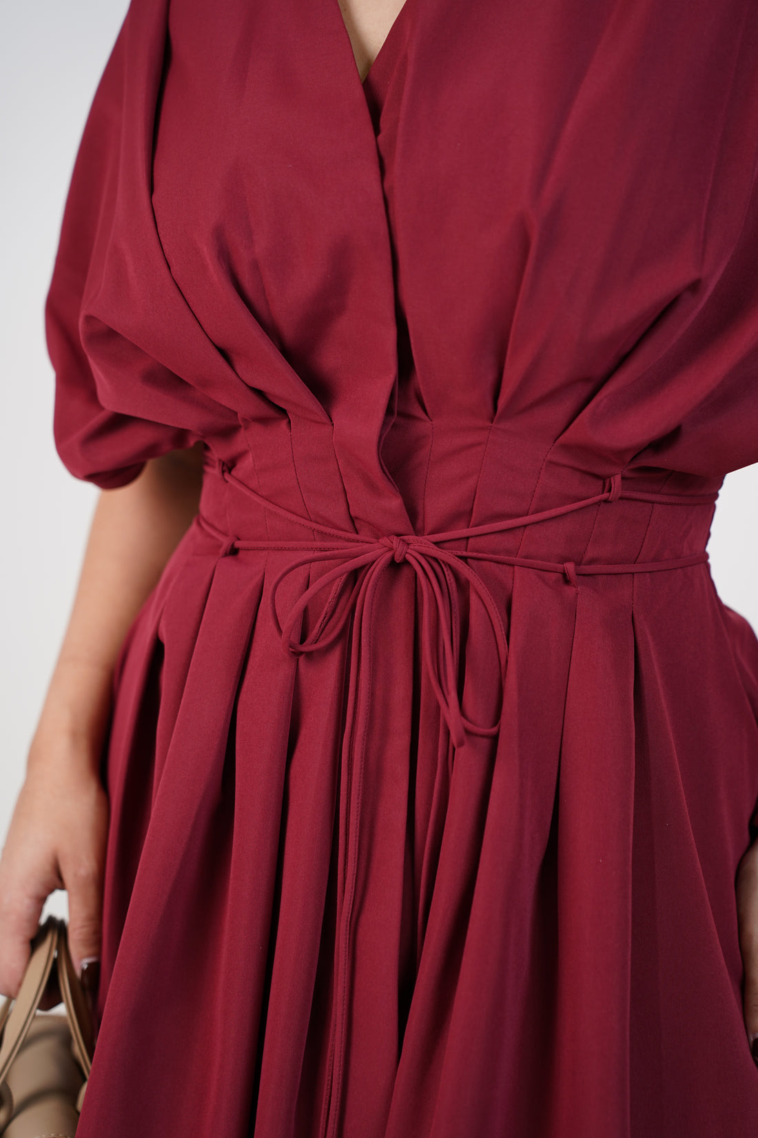 Elarose Maxi Dress – Flowing Tie-Waist Elegance with Soft Draping