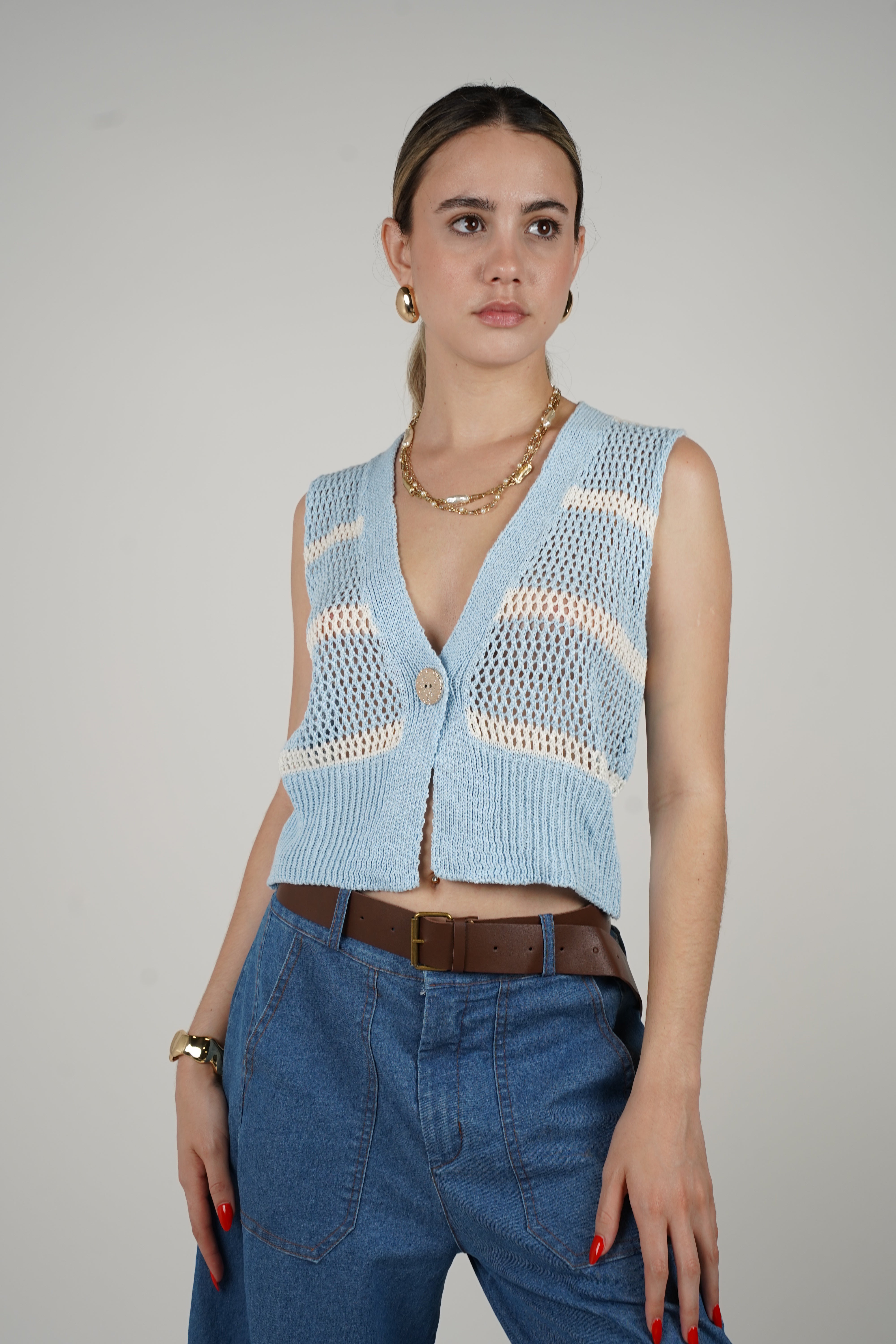 Demi Striped Crochet Vest – One Size, Multi-Color Options