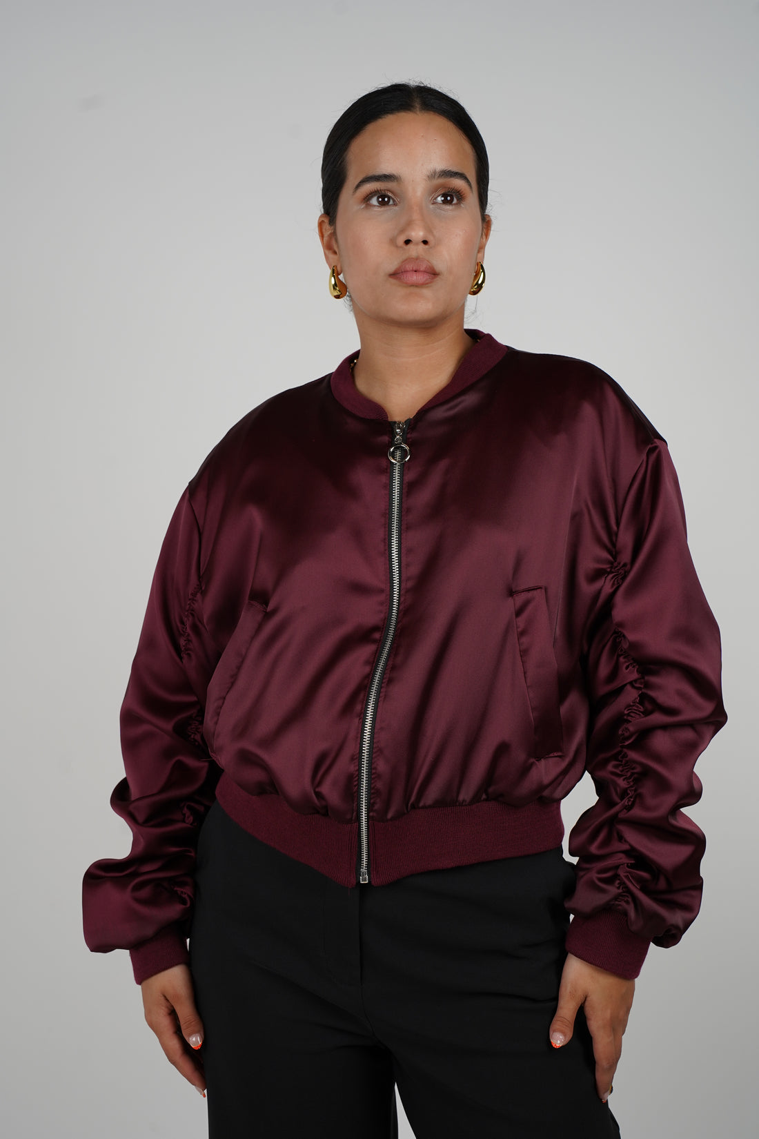 Mardys Bomber Jacket –  Ruched Sleeves