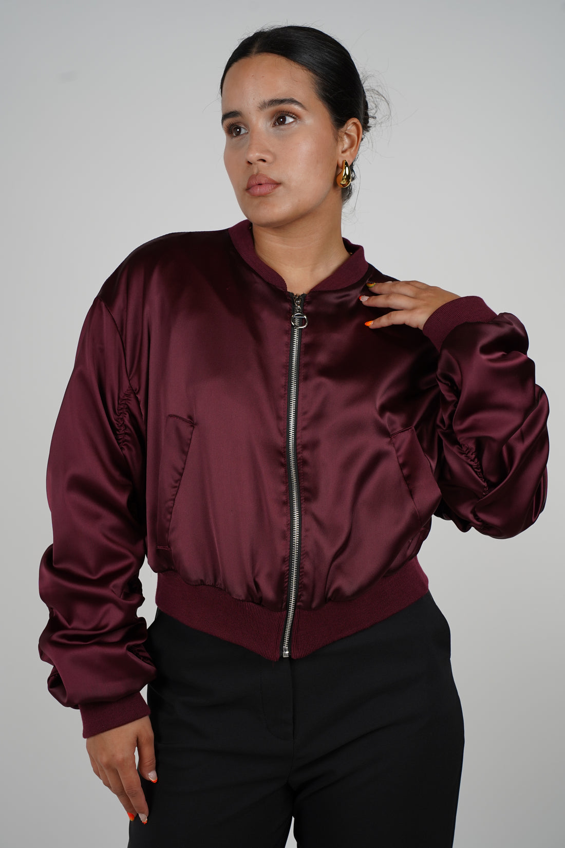 Mardys Bomber Jacket –  Ruched Sleeves