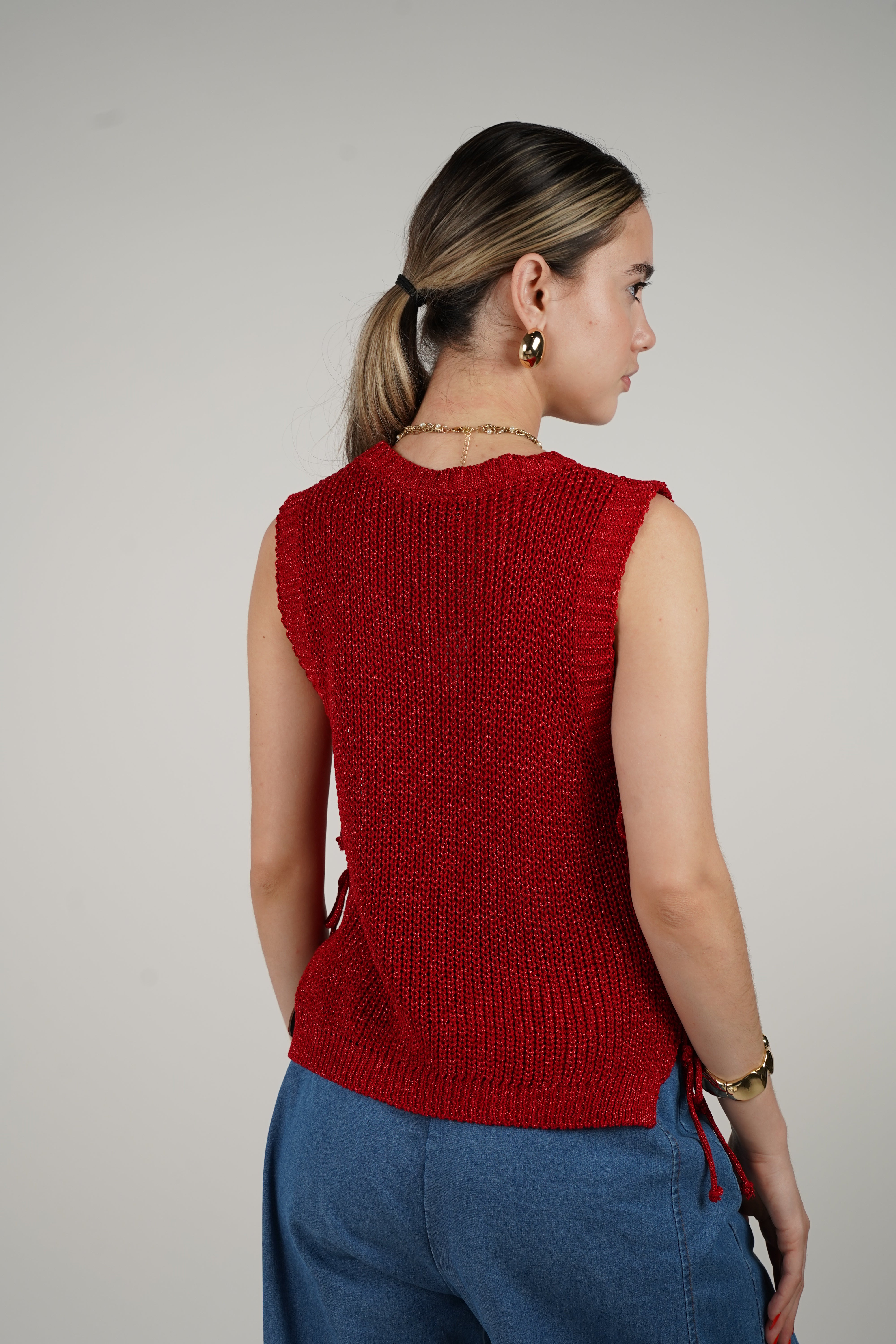 Lurex Top – Shimmer Knit Sleeveless Statement