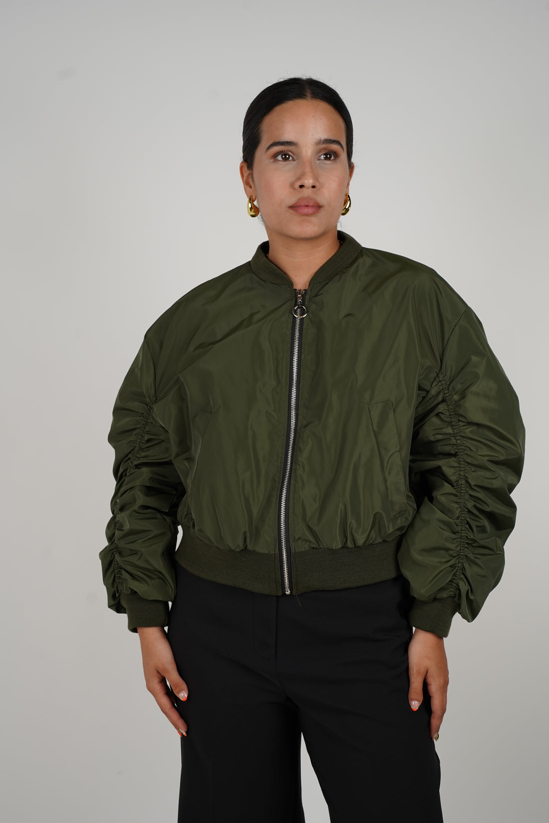 Mardys Bomber Jacket –  Ruched Sleeves