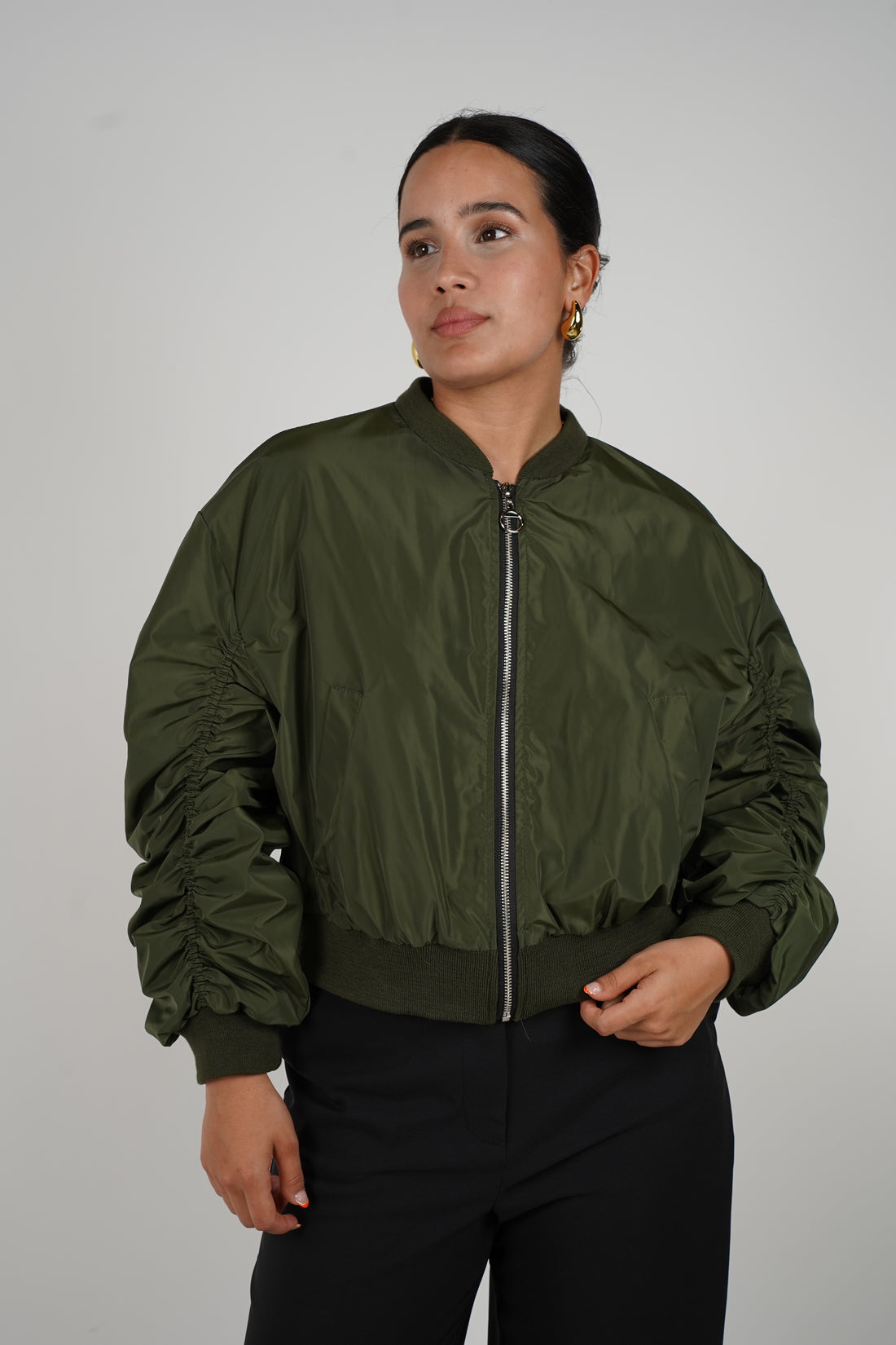 Mardys Bomber Jacket –  Ruched Sleeves