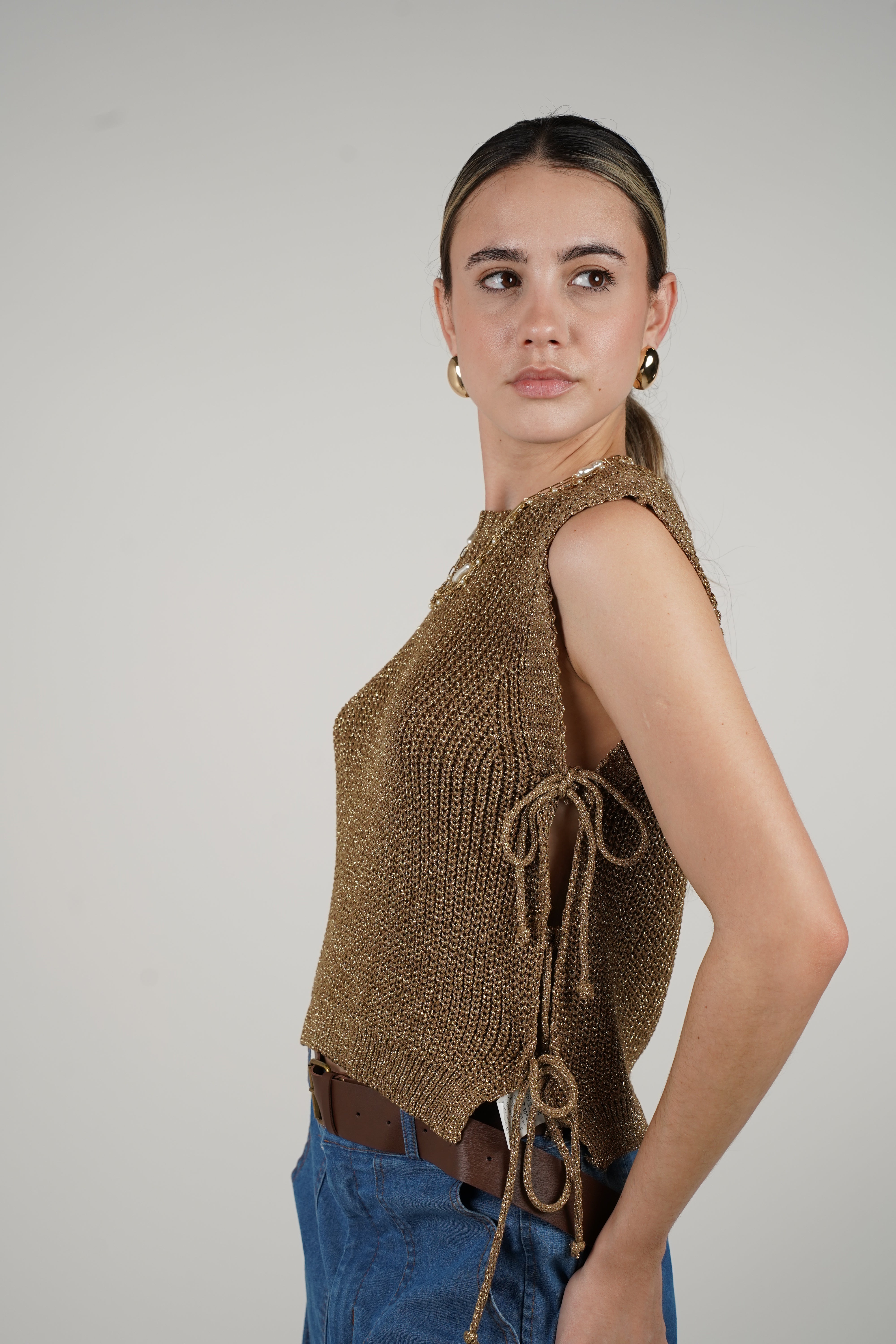 Lurex Top – Shimmer Knit Sleeveless Statement