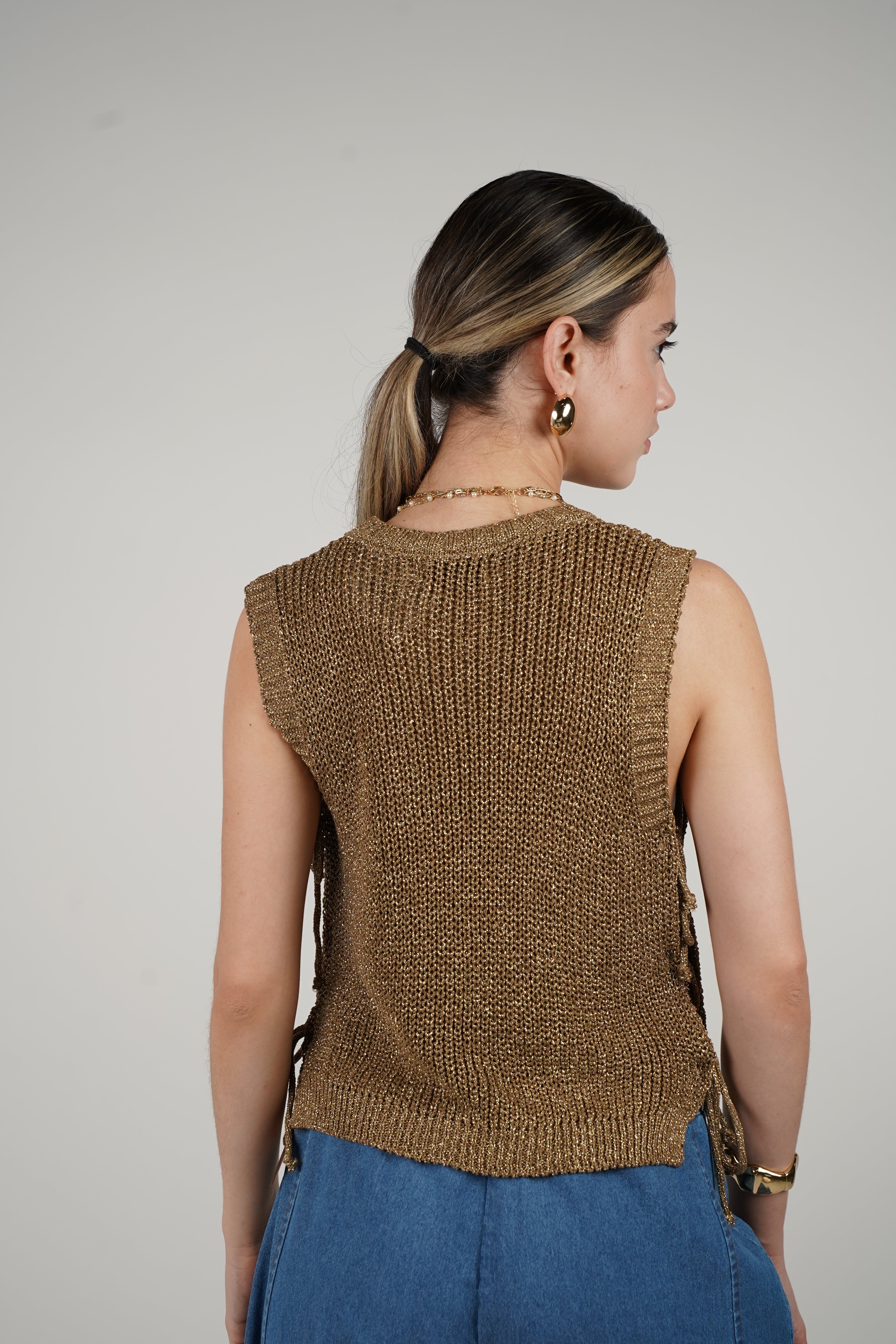 Lurex Top – Shimmer Knit Sleeveless Statement