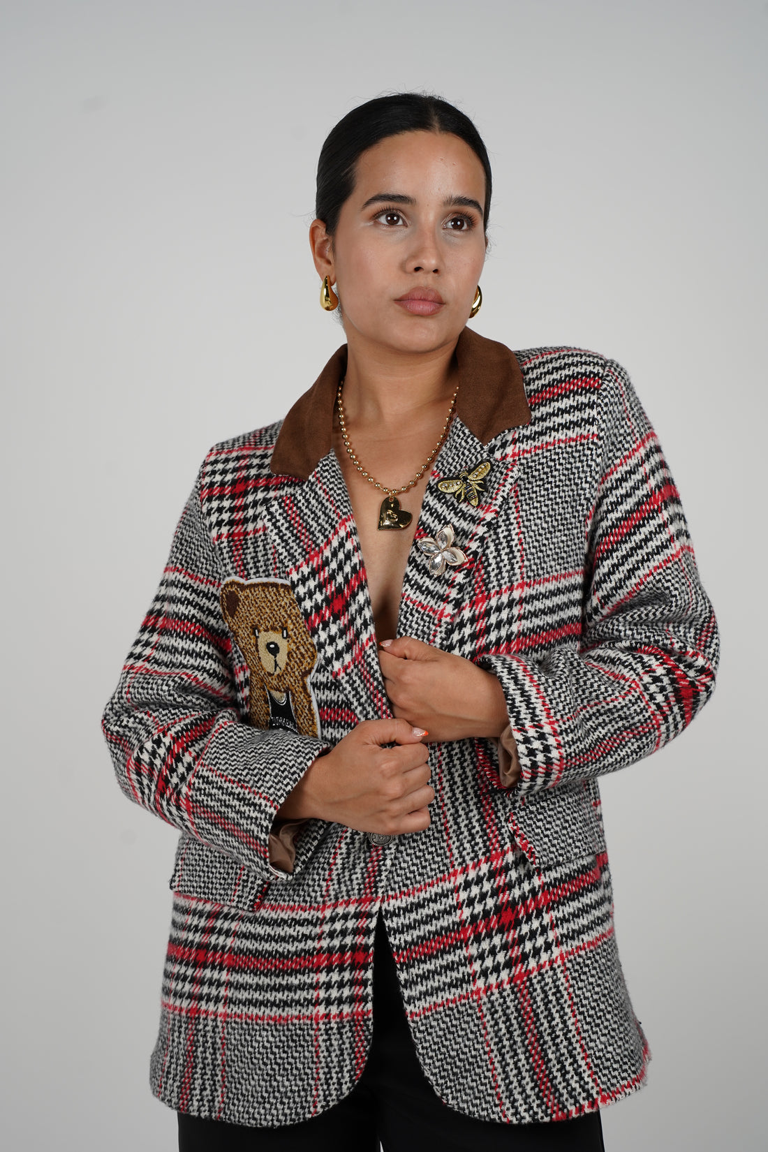 Blazer de oso a cuadros