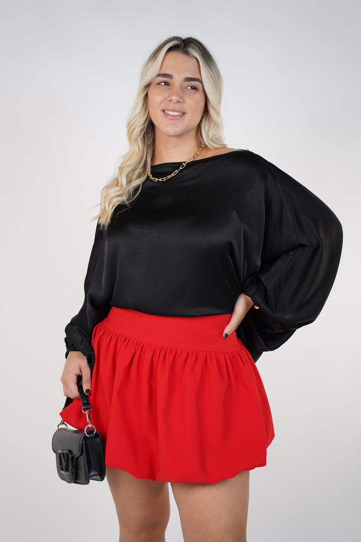 Elvère Mini Bubble Skirt – Structured Waist with Voluminous Bubble Hem
