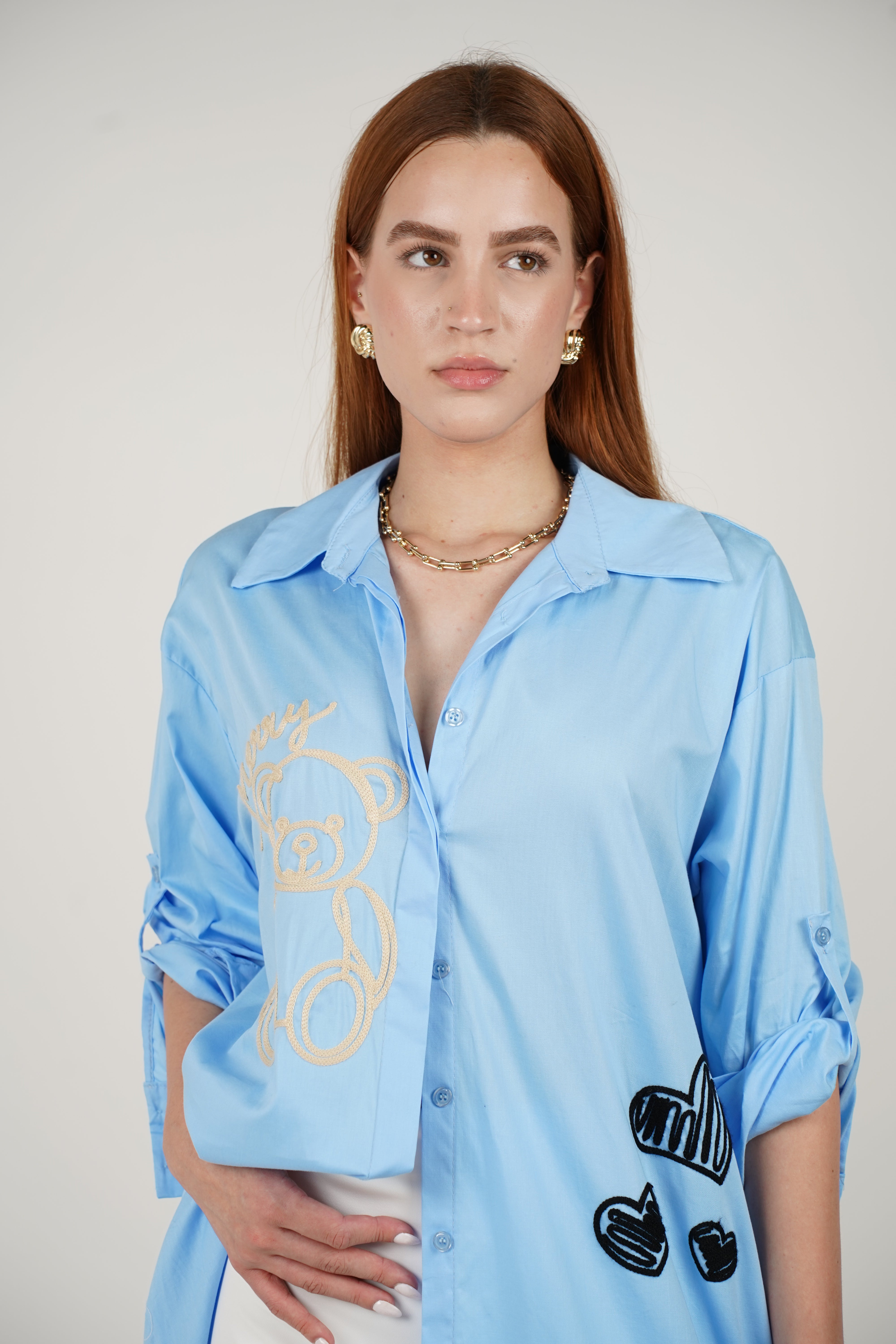 Daylin Oso Button Down – Playful Charm with an Oversized Fit