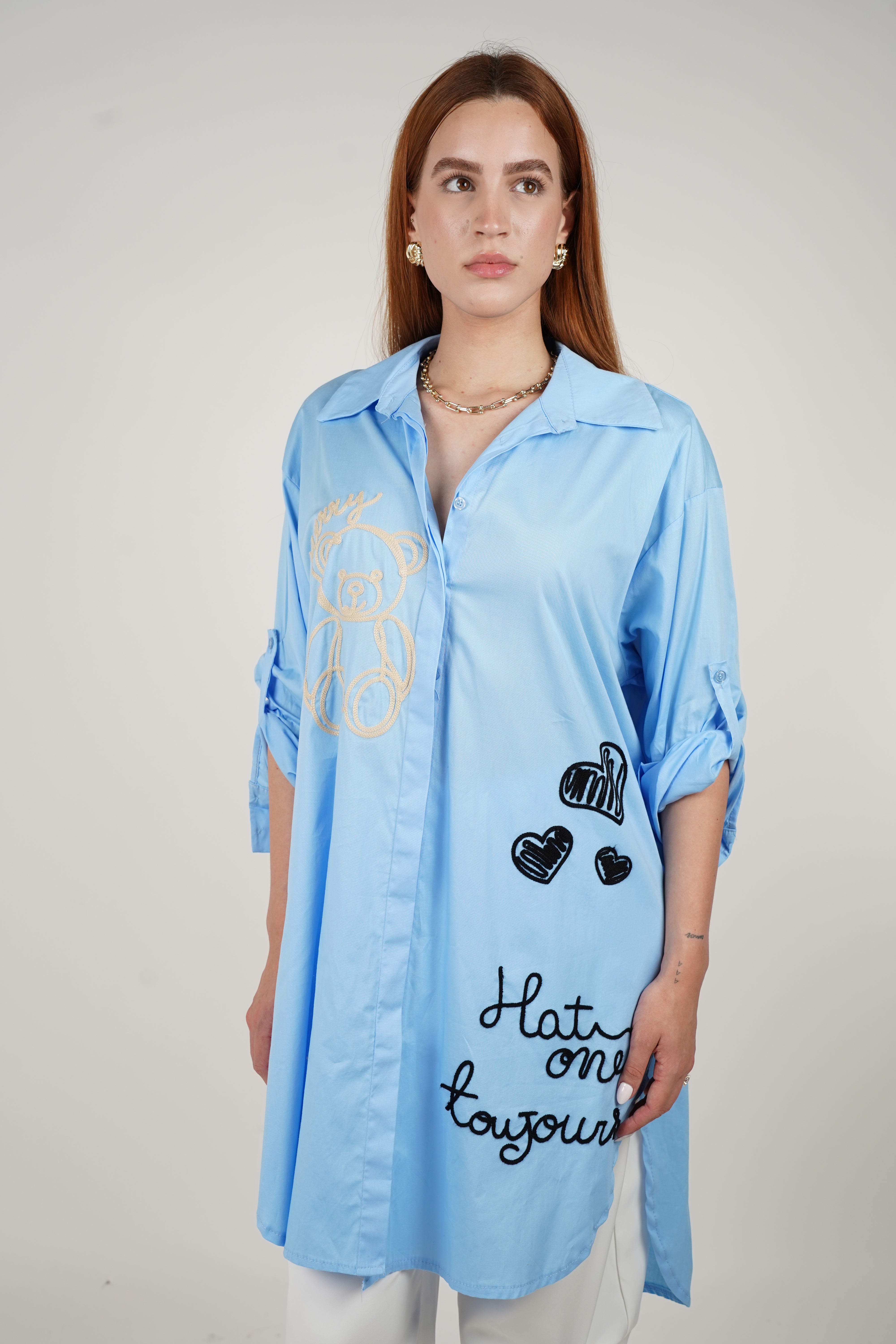 Daylin Oso Button Down – Playful Charm with an Oversized Fit