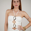 Maria Gold Emblem Top – Bold & Flattering with Luxe Details