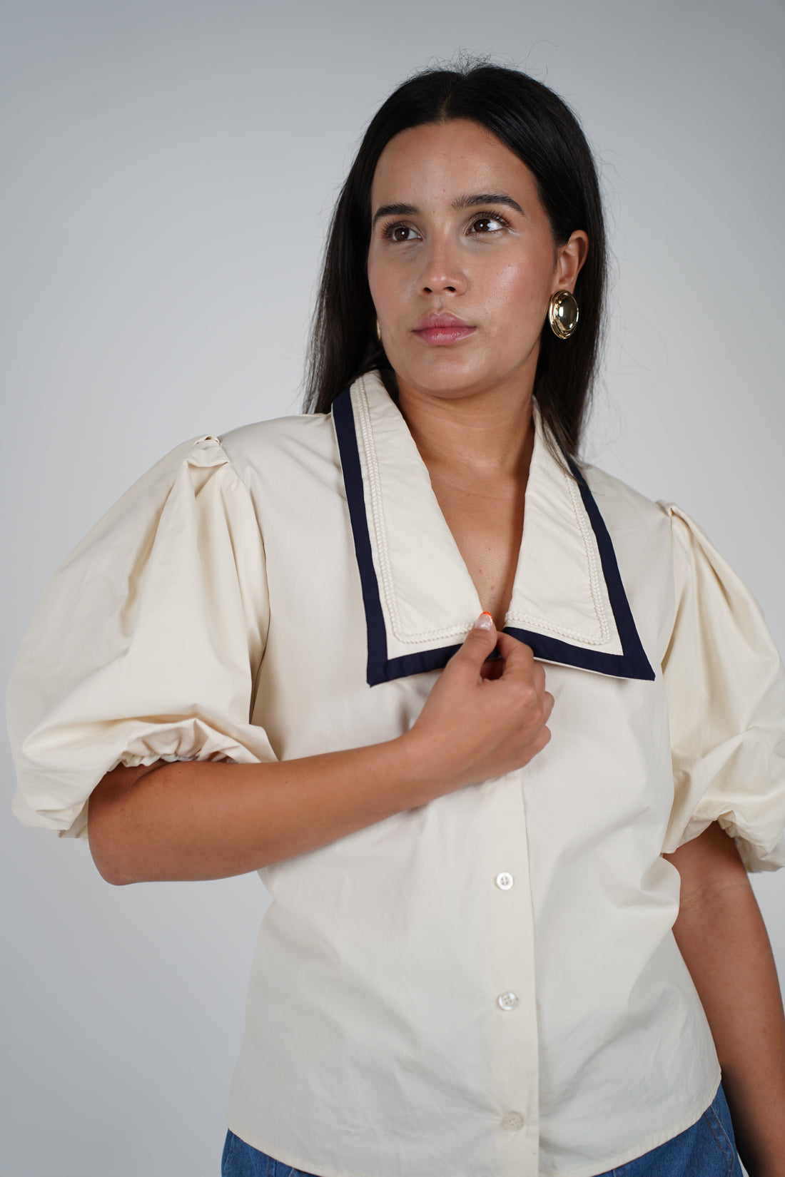 Reign Puff Sleeve Sailor Blouse – Vintage Prep Meets Parisian Chic