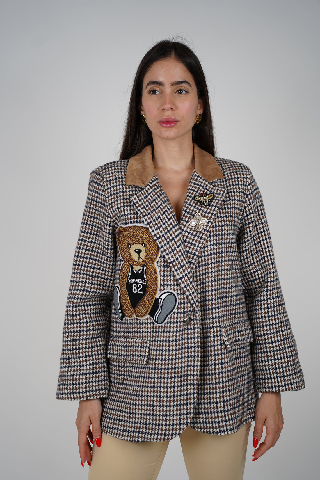 Blazer de oso a cuadros