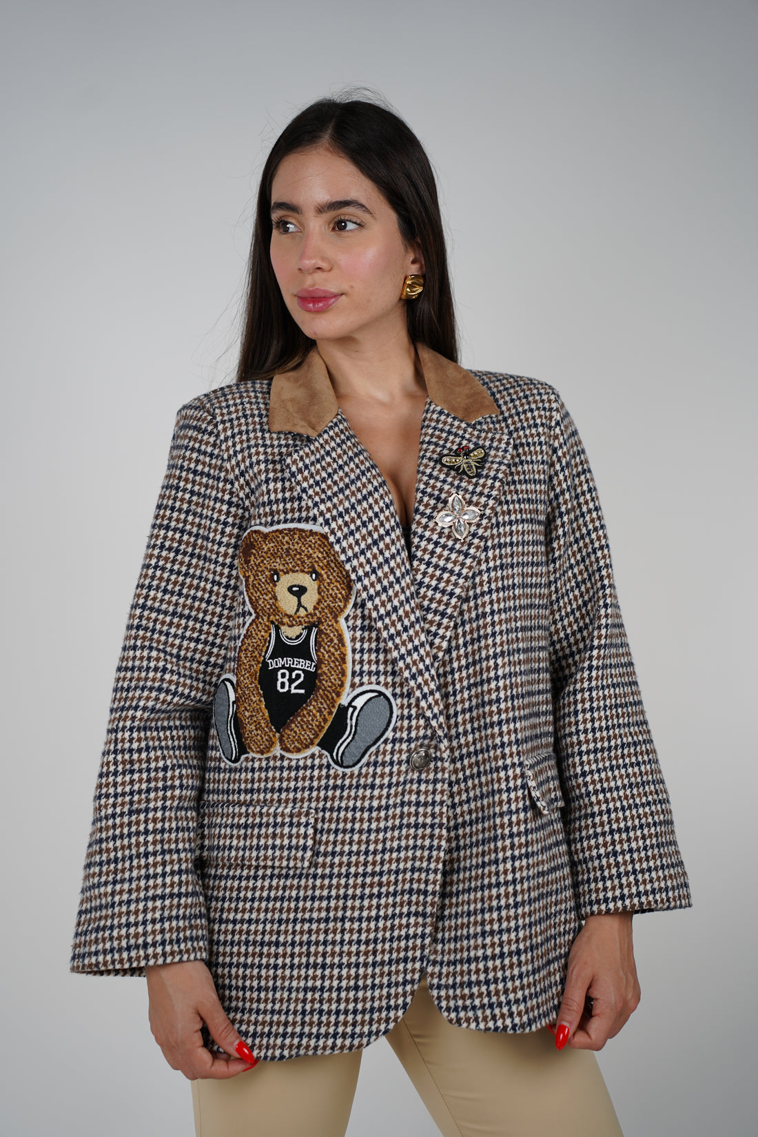 Blazer de oso a cuadros