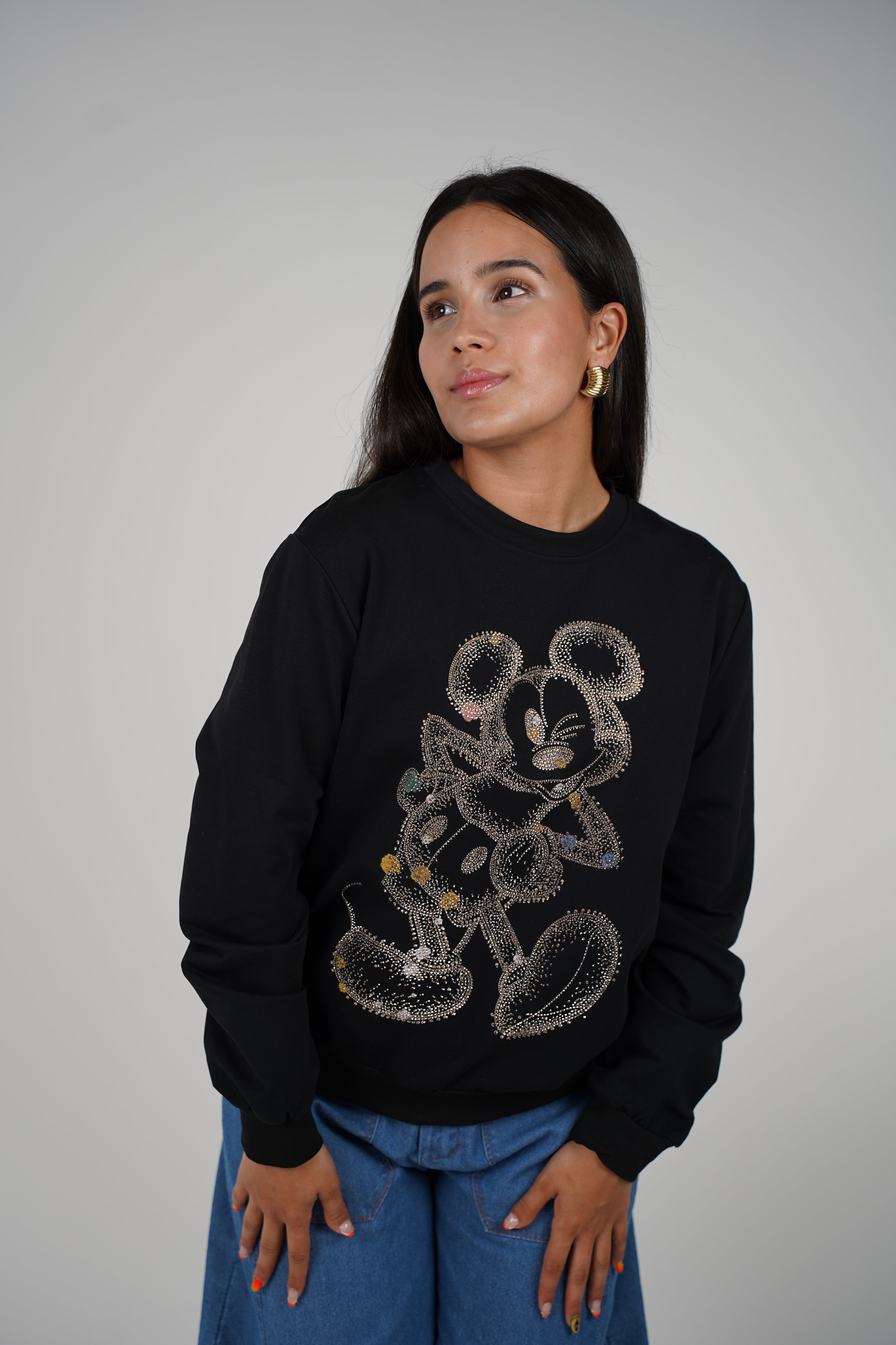 Gold Mickey Sweater – Glam Studded Disney-Inspired Sweatshirt