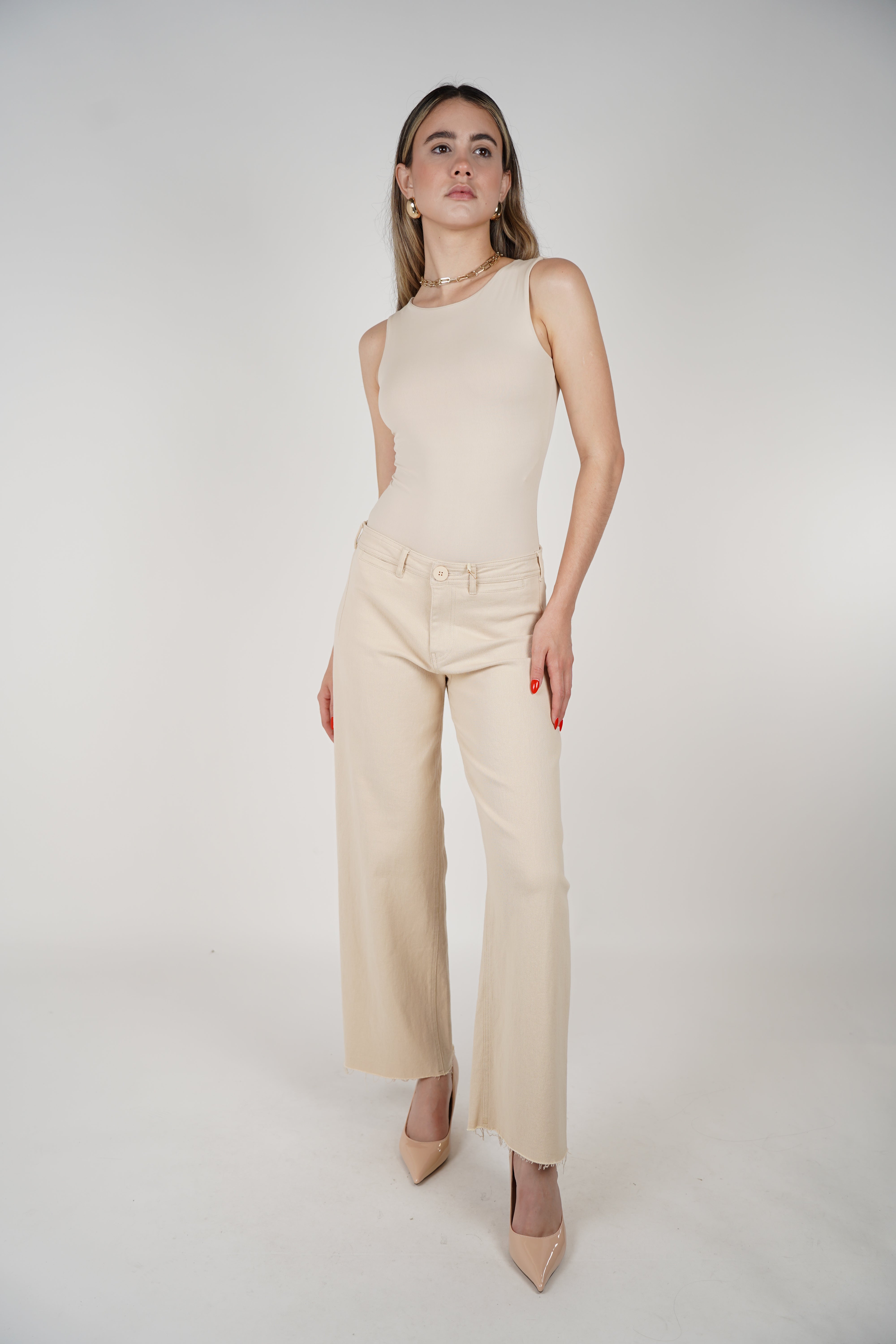 Francies Wide Leg Jeans – Soft Neutrals with Timeless Flow