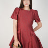 Tazen Textured Floral Mini Dress – Elegant Jacquard Silhouette